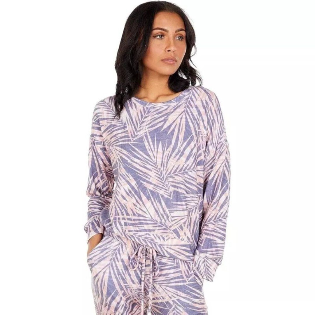 Sundry Blue Pink Palm Tree Cozy Knit Sweatshirt NWT Size Medium Sundry 2