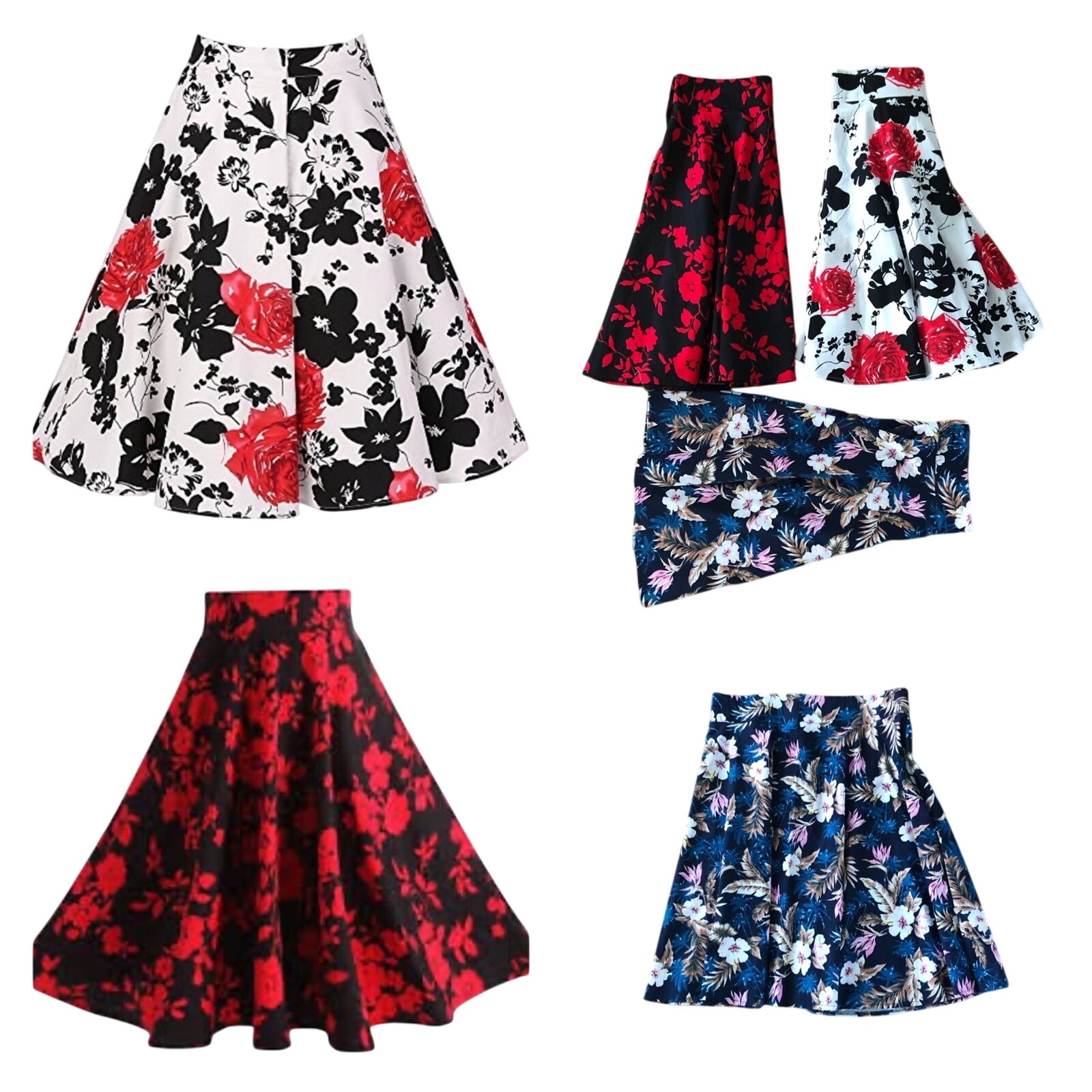 Vintage Style High Waist Pleated Skater Flared Circle Skirt bundle of 3 size XL