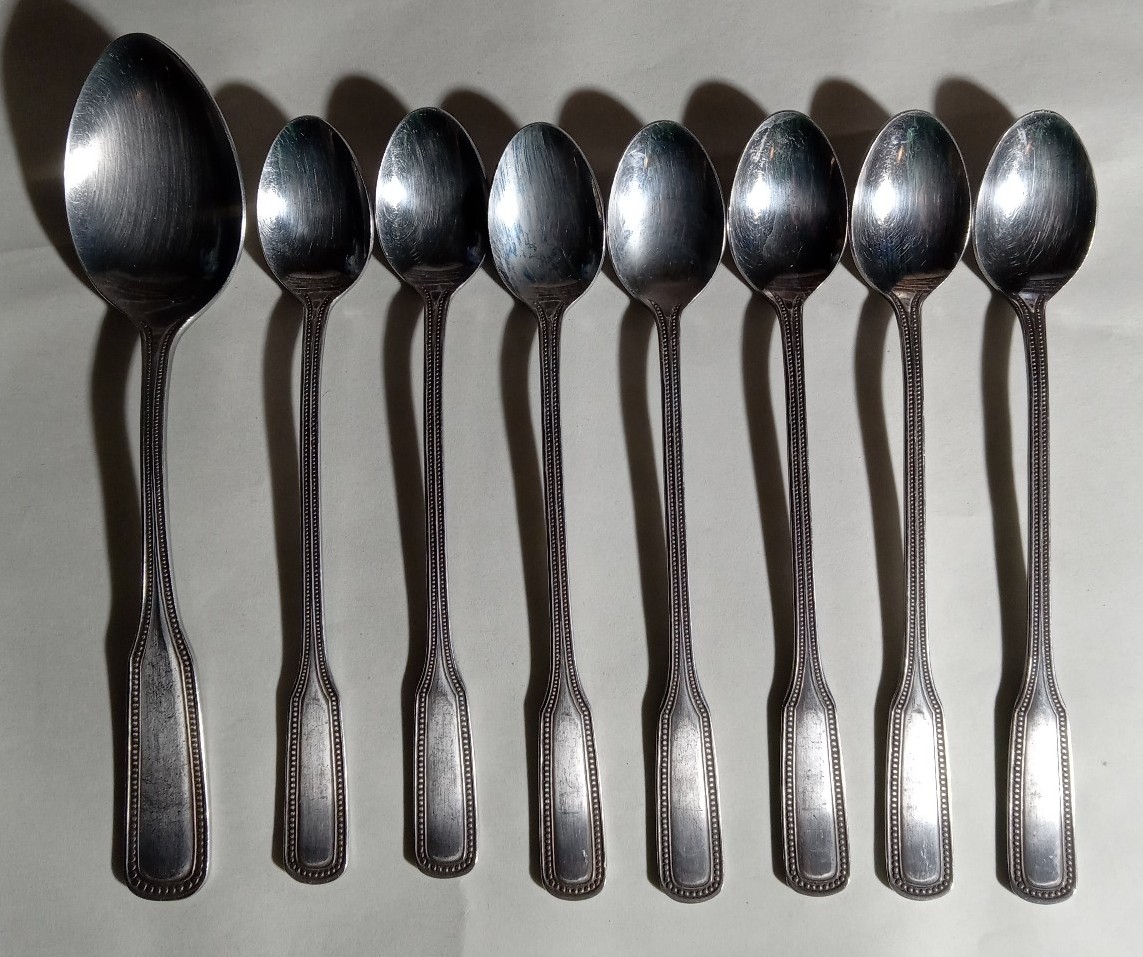 Stainless by Salem 1776 Tea Spoons With Beaded Edge Japan Lot Of 12