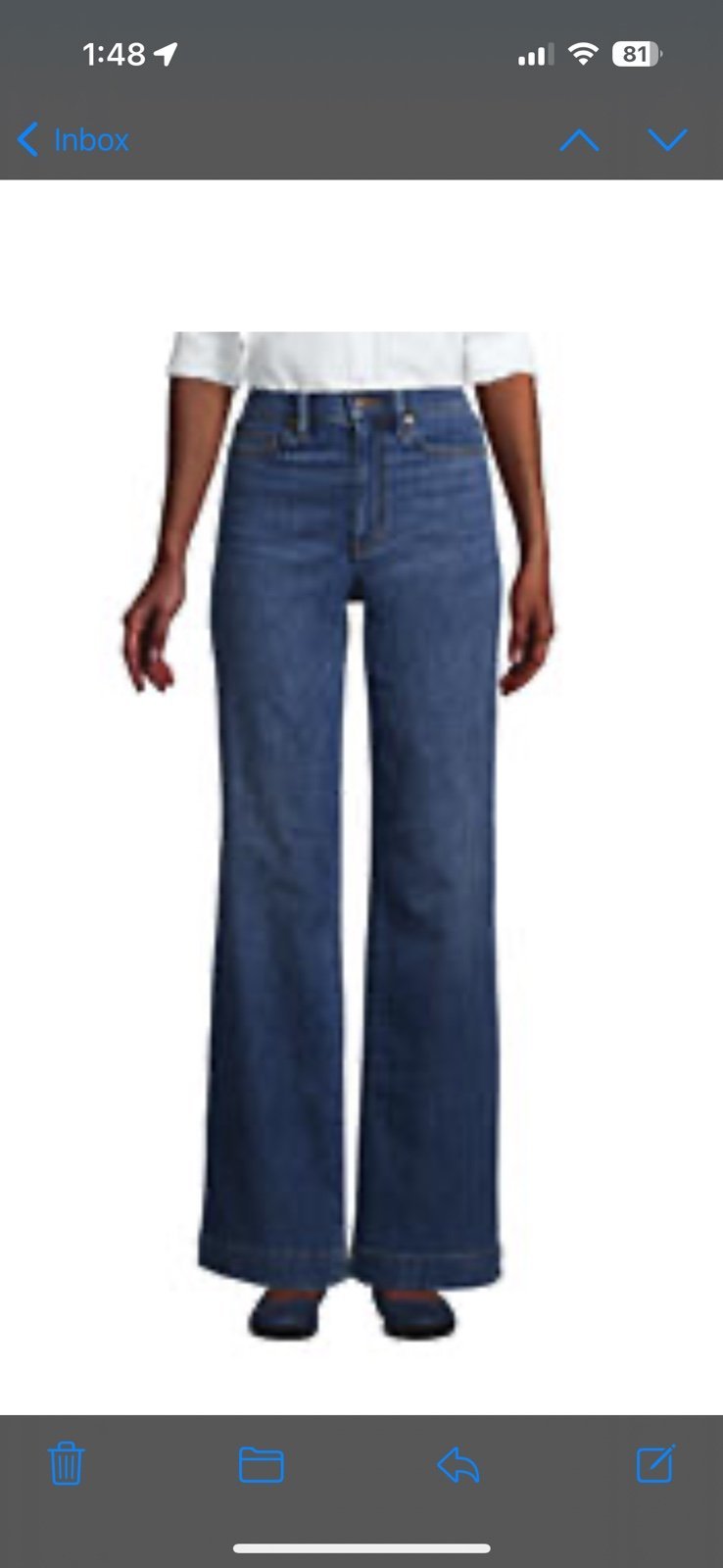 NWT Land’s End women’s high-rise wide leg jeans