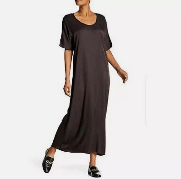 James Perse size 1 Contemporary Silky silver gray maxi Column caftan dress