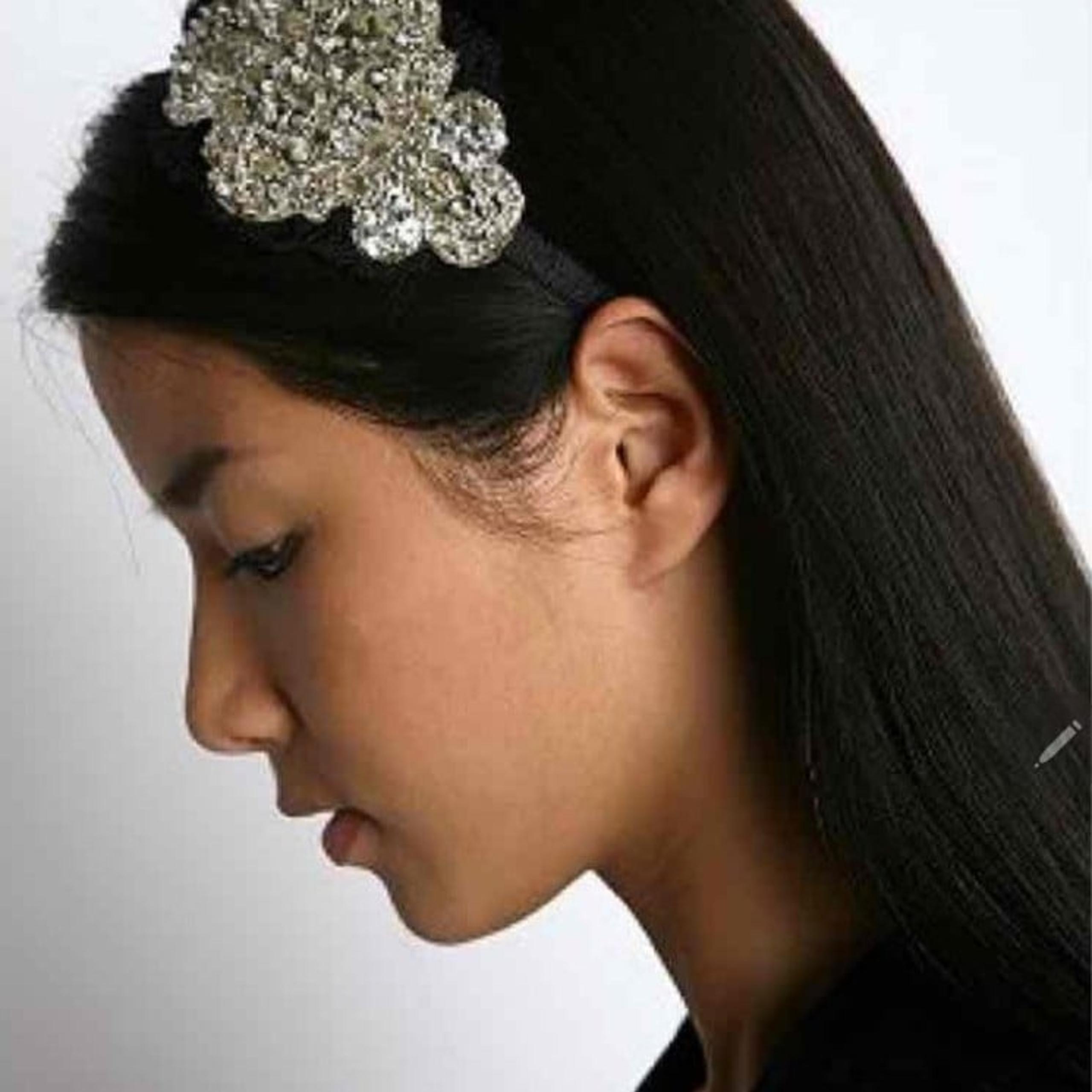 New Vintage Urban Outfitters Beaded & Sequin Lace Applique Headwrap - Black