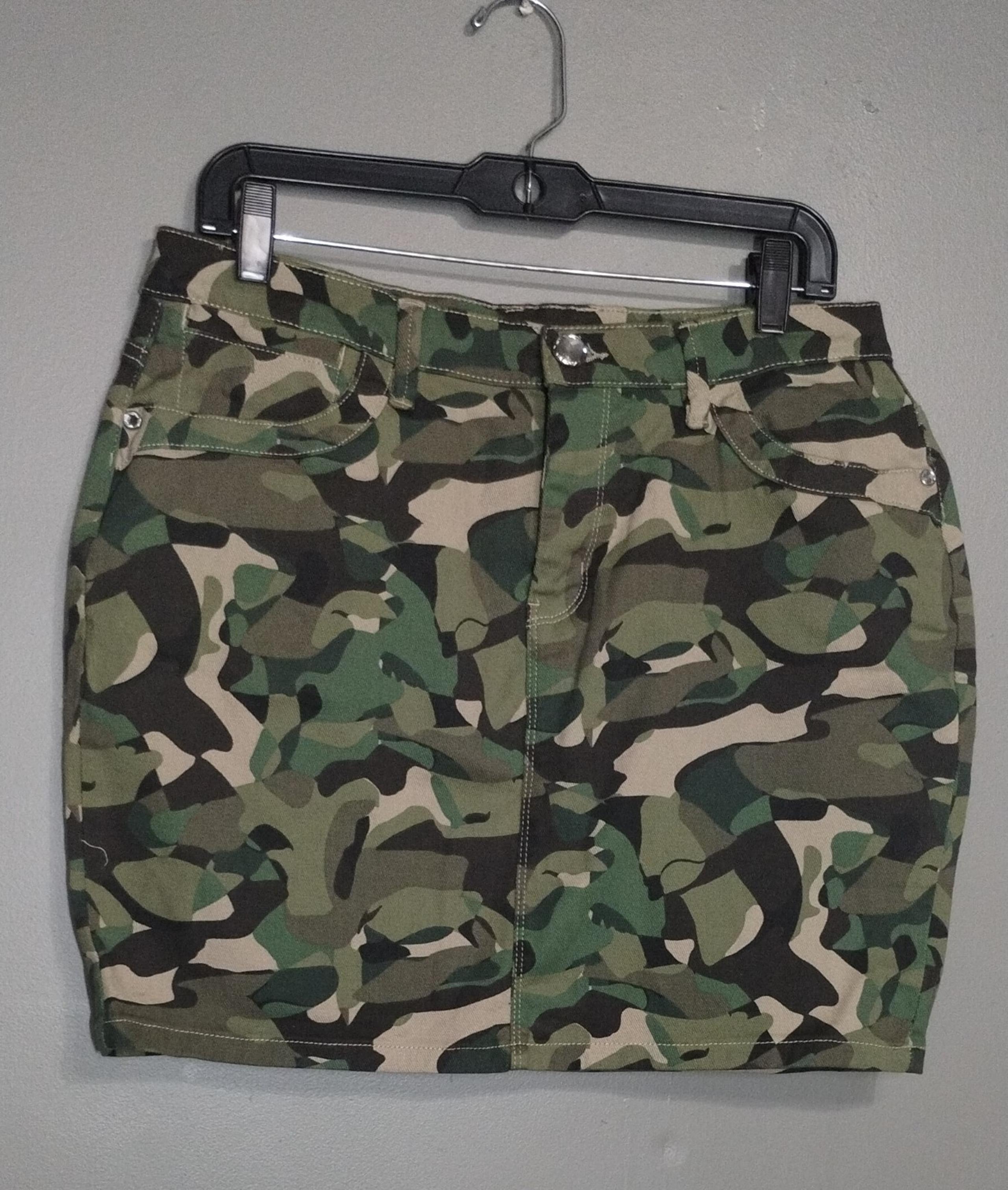 Venus Women's Mini Skirt Camouflage Green Denim Size (14)