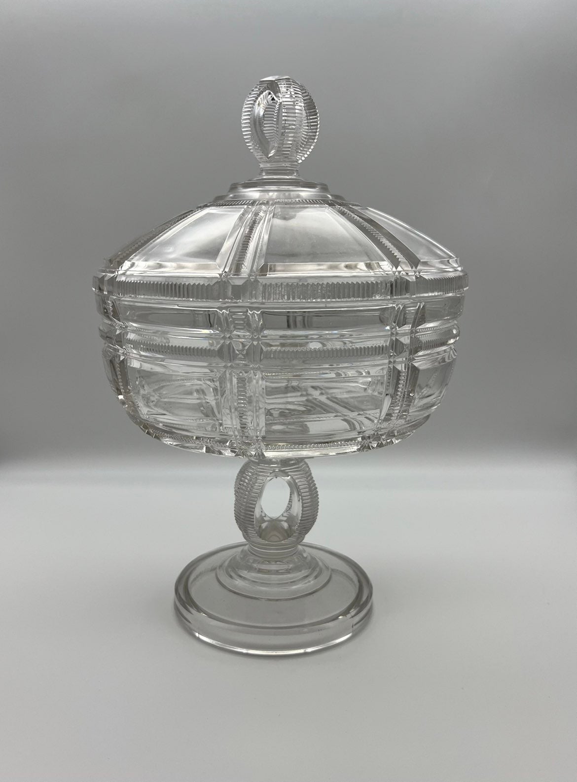 1880s Pressed Glass Lidded Compote