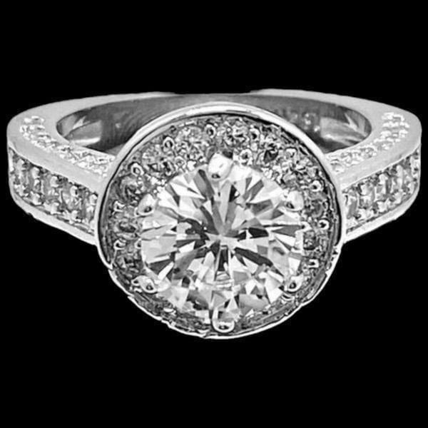 Created White Sapphire Ring 18kt White Gold Plated 2.25 ctw Size 7