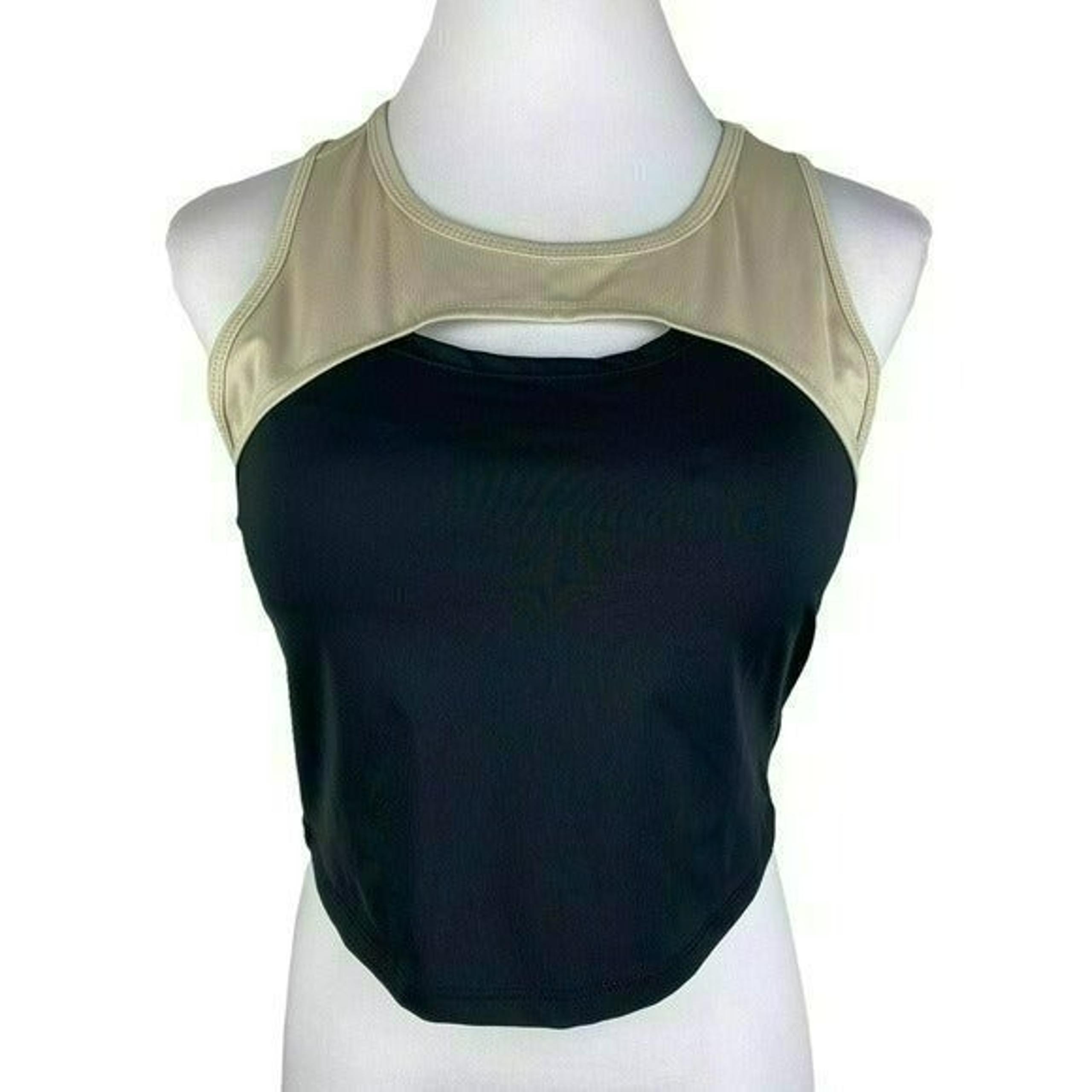 Spyder Shelf Bra Cropped Racerback Tank Top Women's X-Large Black Tan NEW