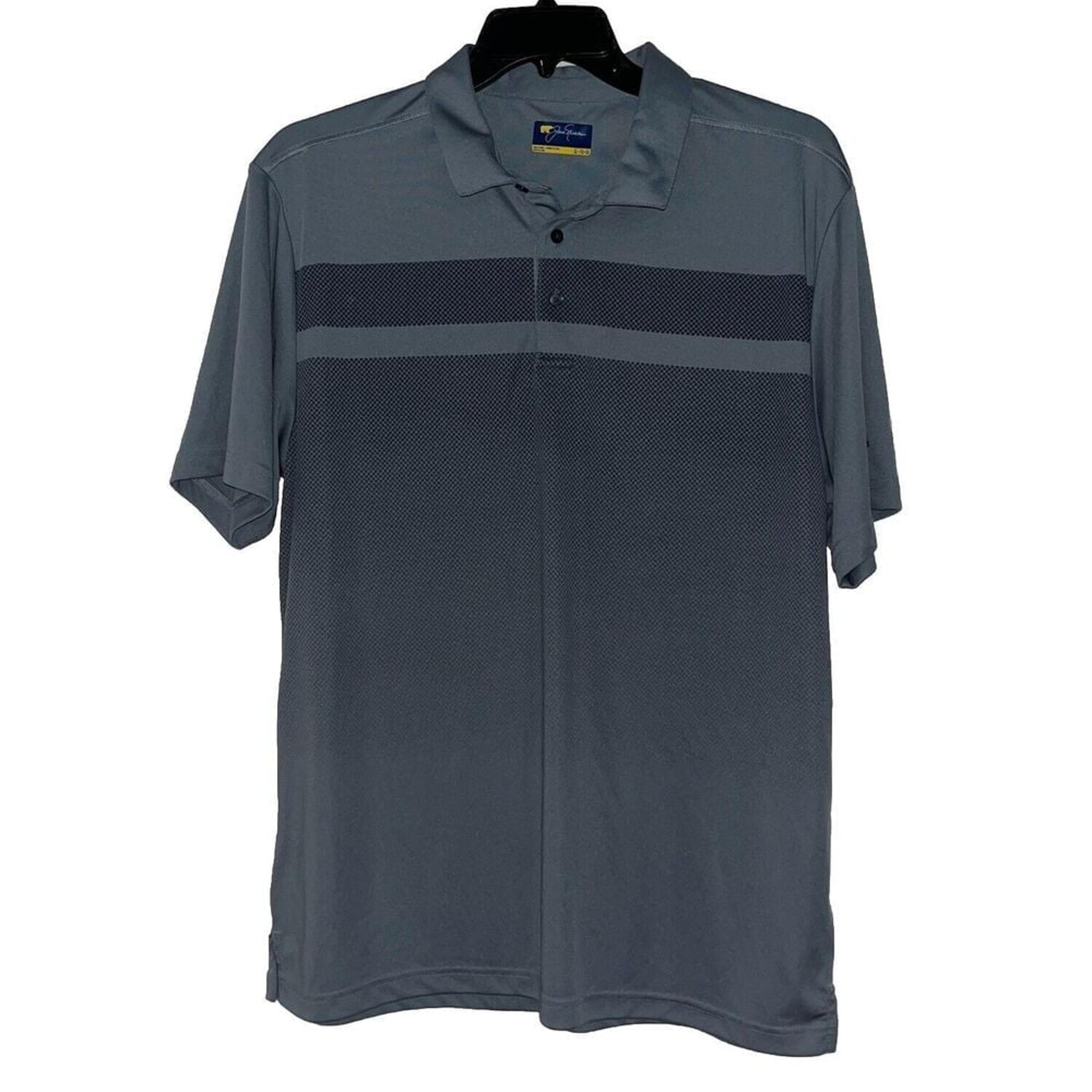 Jack Nicholson Men's XL Golf Polo Shirt Top Grey Blue Stripes Slit Sides