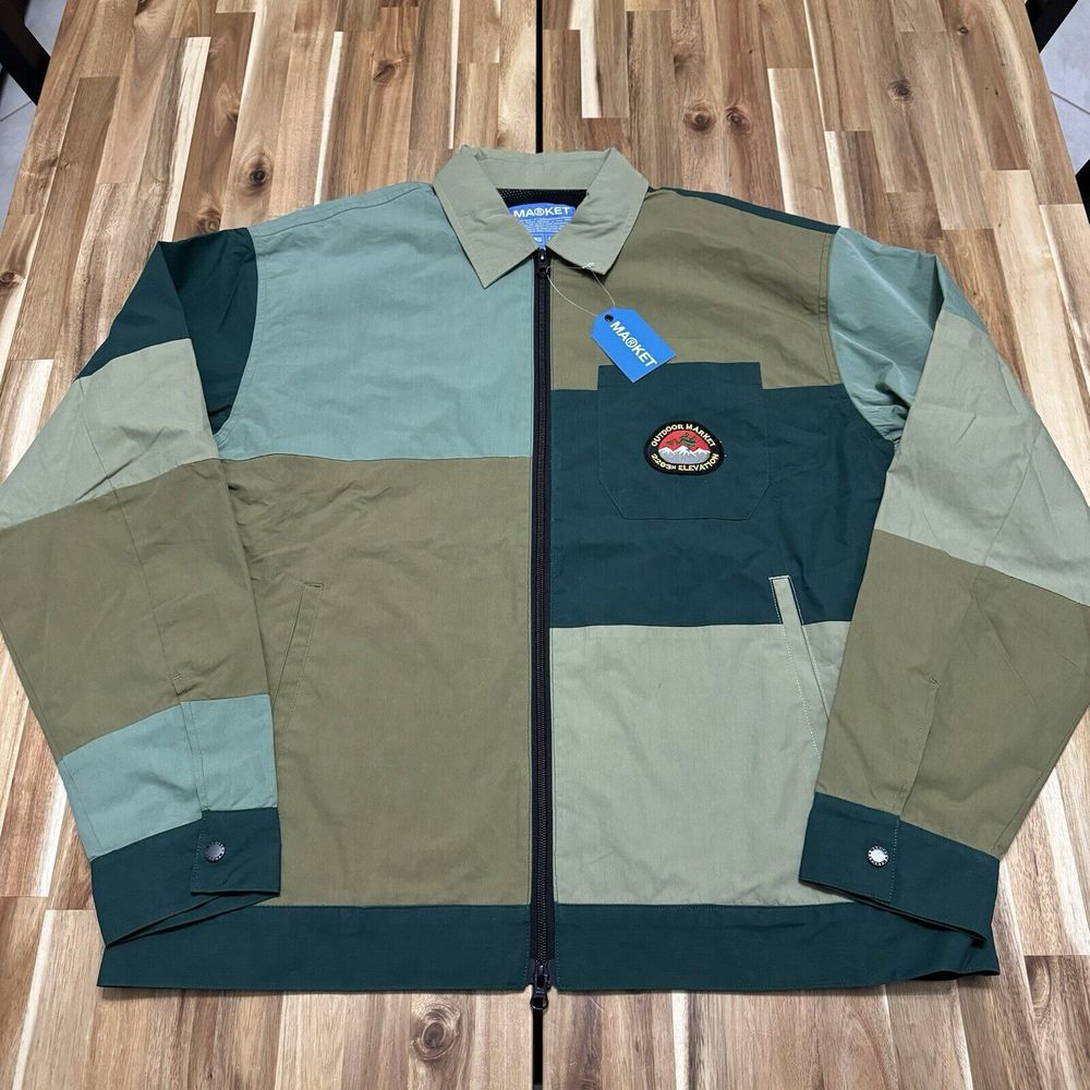 Market Jacket Mens M Gorp Patchwork Eden Full Zip Streetwear Lightweight NWT