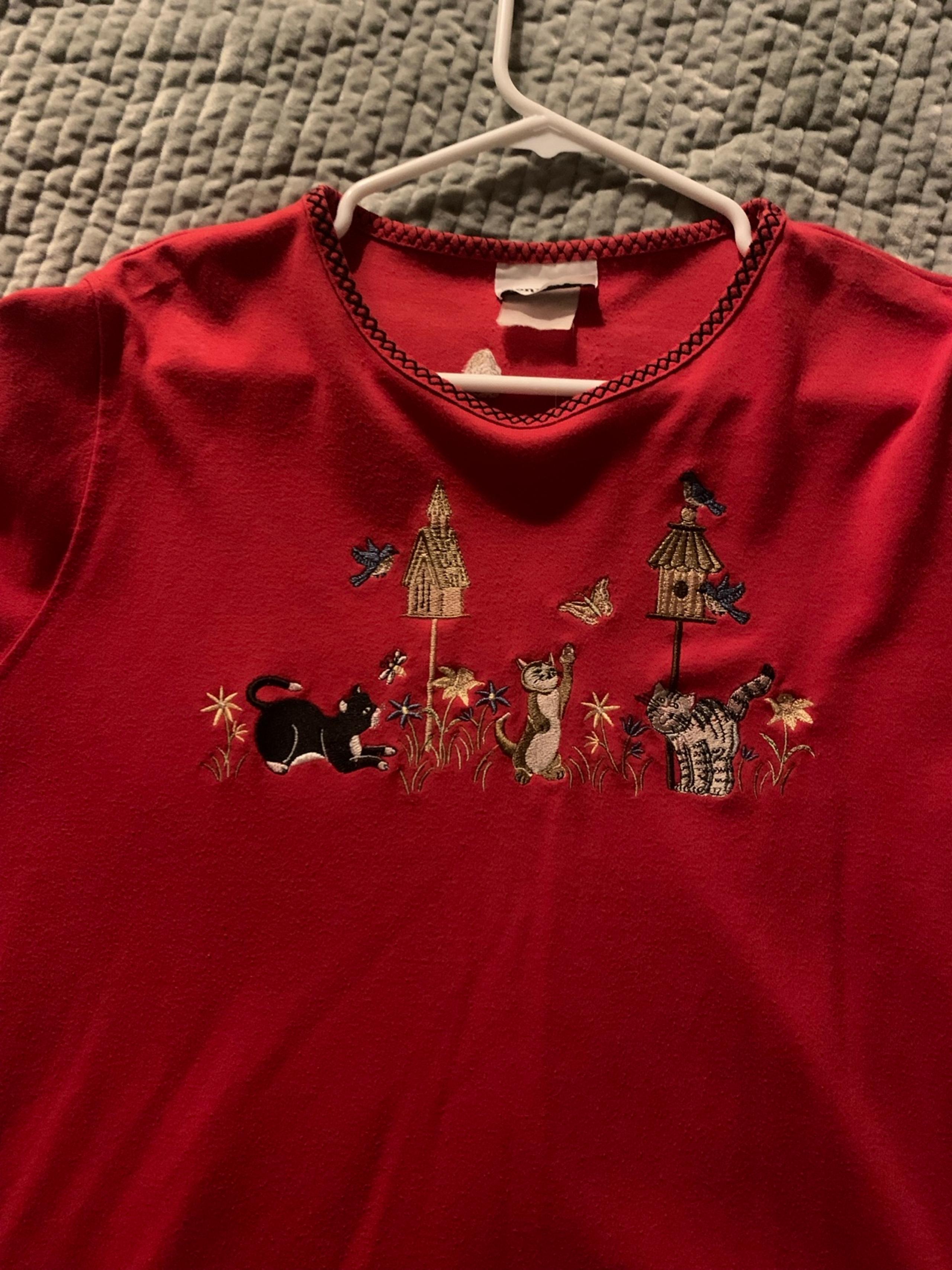 Vintage Grandma Cat Embroidery shirt