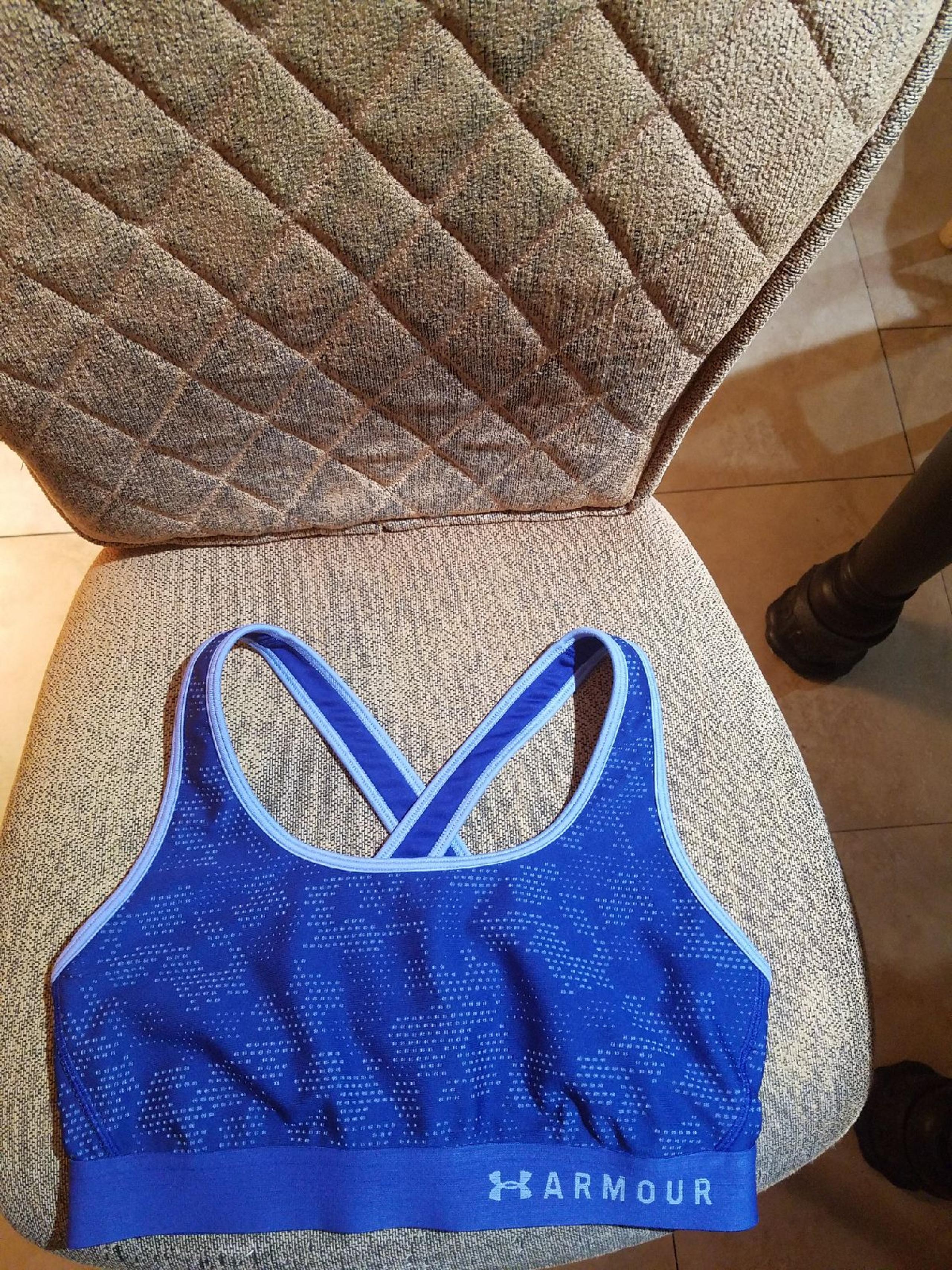 Under Armour Mid Impact Blue Print Active Sports Bra