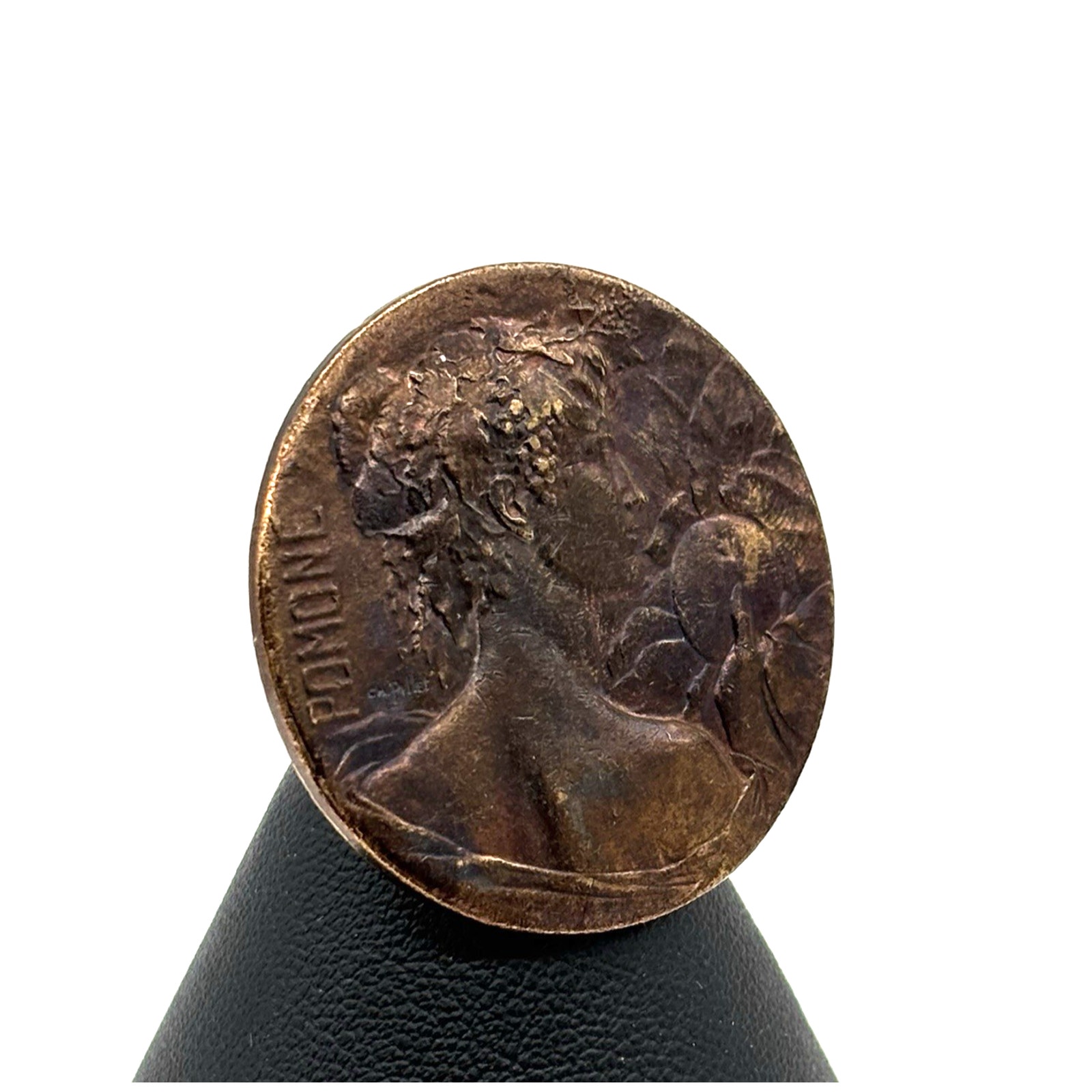 Art Nouveau Coin Statement Ring Bronze Lady Pomone Goddess Charles Pillet Artist