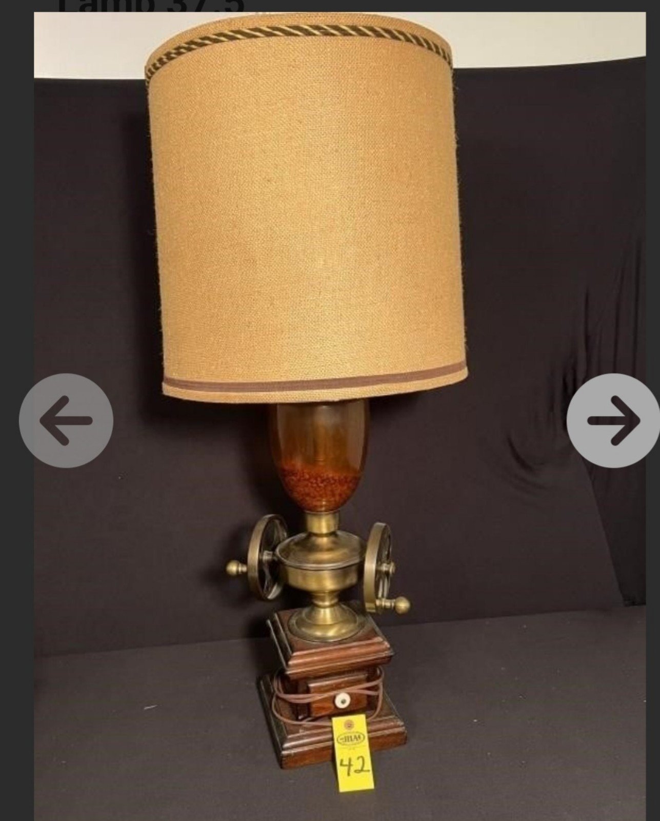 Vintage coffee grinder lamp