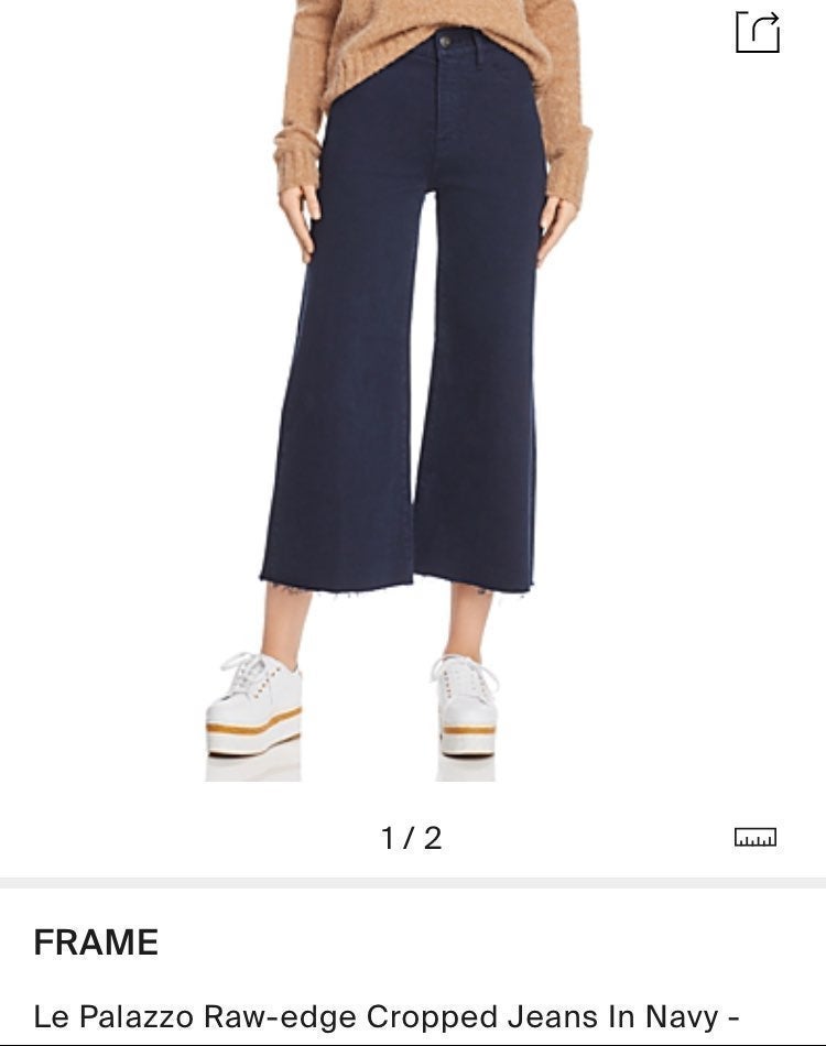 FRAME Wide Leg Raw-edge Cropped Jeans