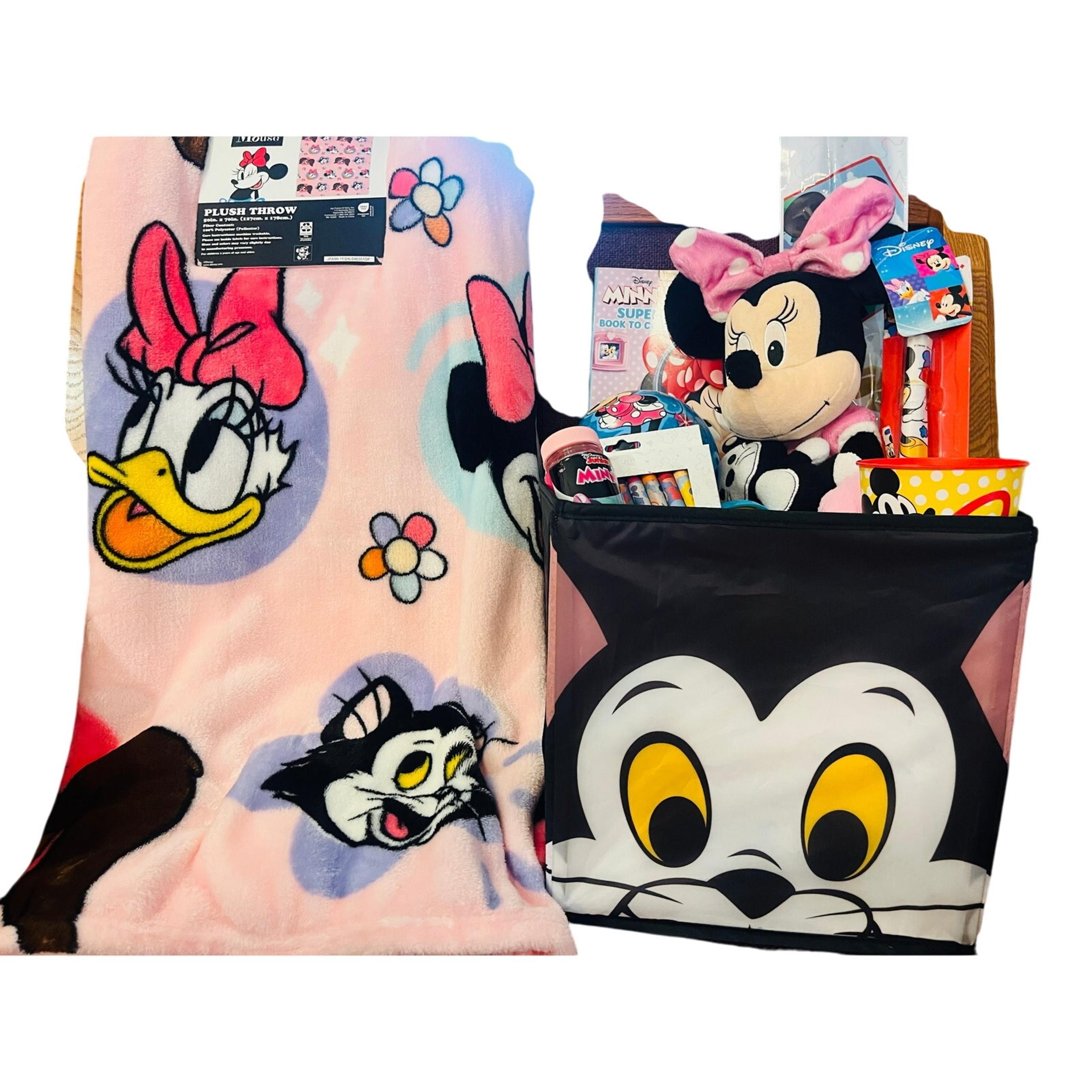 Minnie Mouse large Easter bundle with 50x70 pink soft throw, medium Minnie plush
