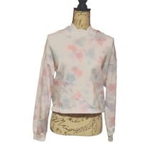 90 Degree By Reflex Ladies Size Medium White Pink Blue Tie Dye Skimming Hoodie