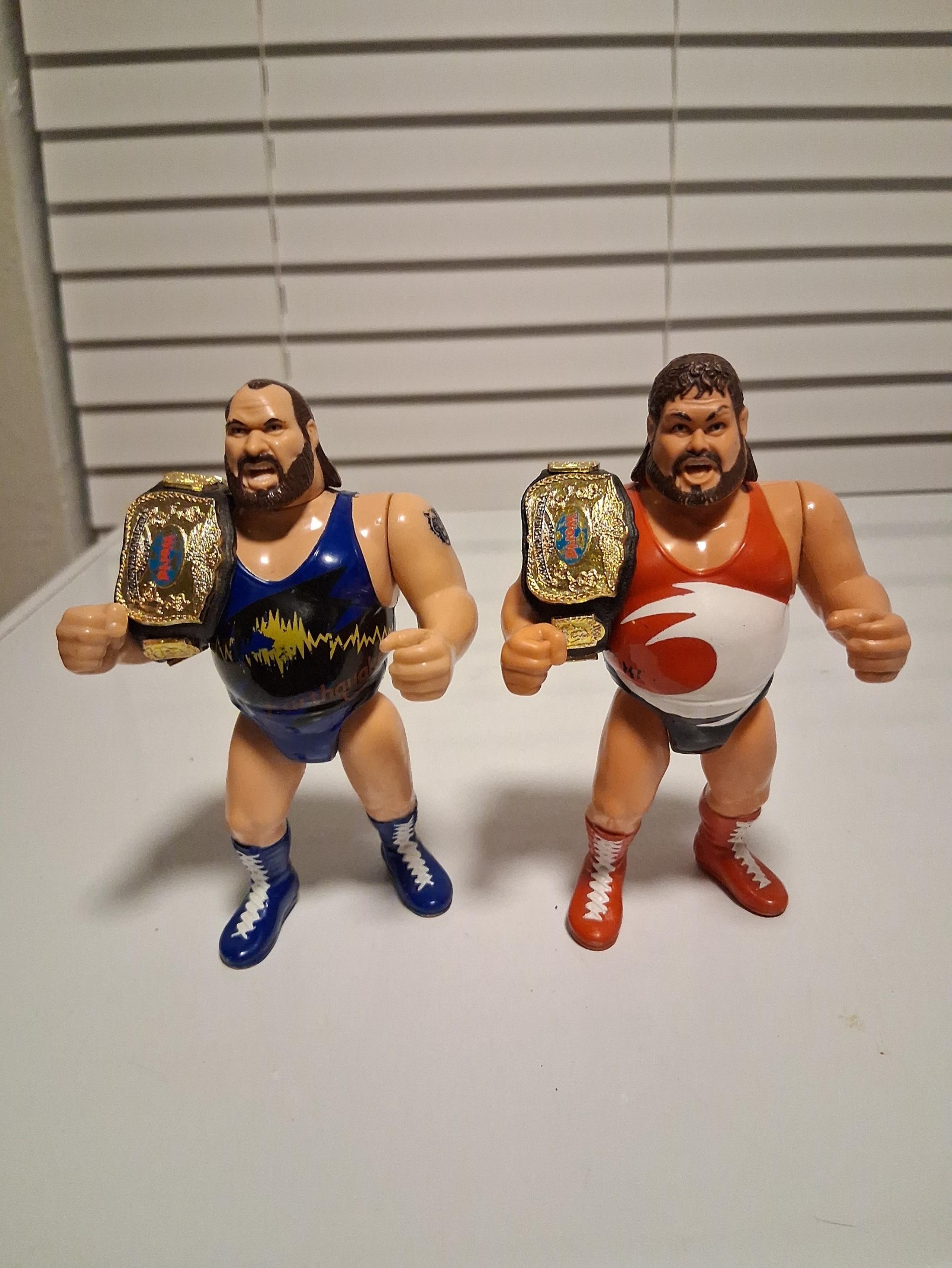 WWF Vintage Hasbro Natural Disasters Action Figure's w/The World Tag Team Belt's
