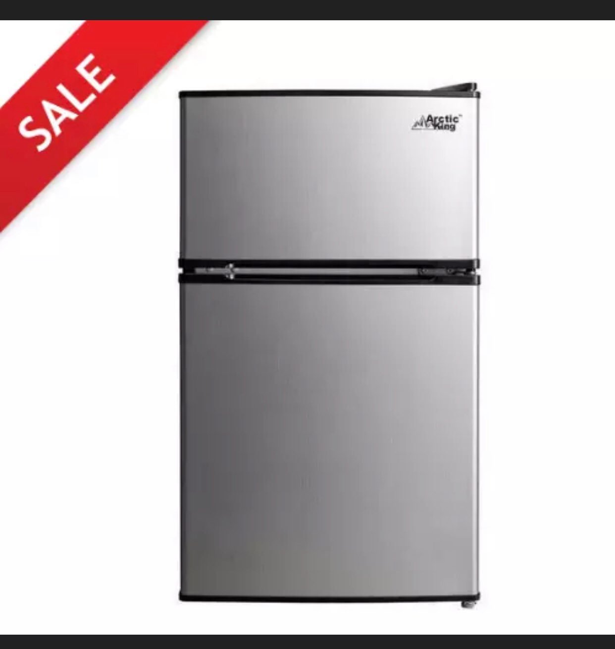 3.2 Cu.Ft Double Door Mini Fridge, Stainless, Low Energy