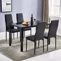 Set of 4 Dining Chairs with High Back Modern Leather Kitchen Chair Dining Room