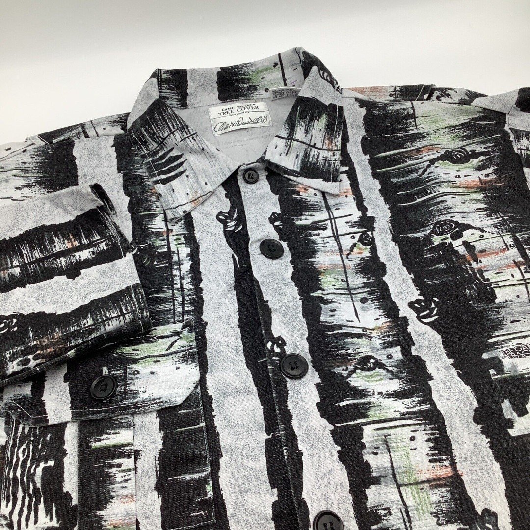 Game Tracker Tree Cover Mens Long Sleeve Button Up Camo Shirt Jacket Size Large