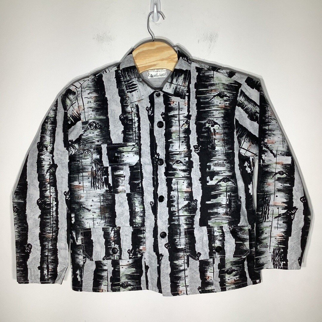Game Tracker Tree Cover Mens Long Sleeve Button Up Camo Shirt Jacket Size Large - detail