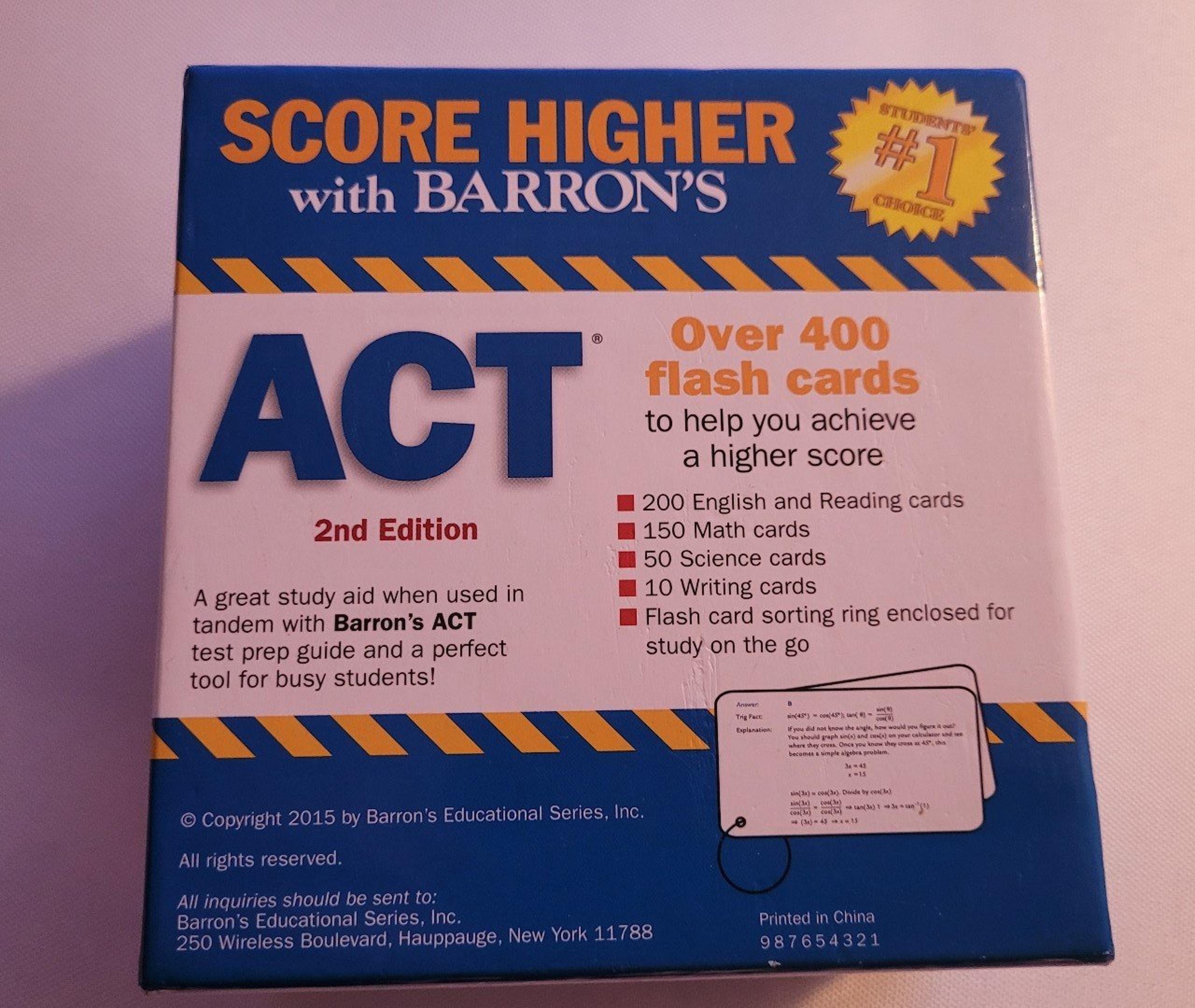 Barron's ACT Flash Cards, 2nd Edition Flash Cards to Help Achieve A Higher Score