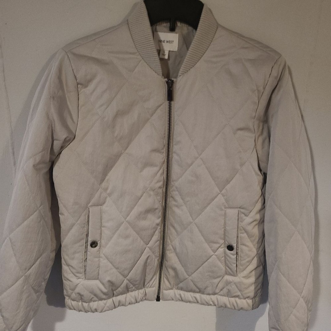 Quilted Beige Bomber Jacket