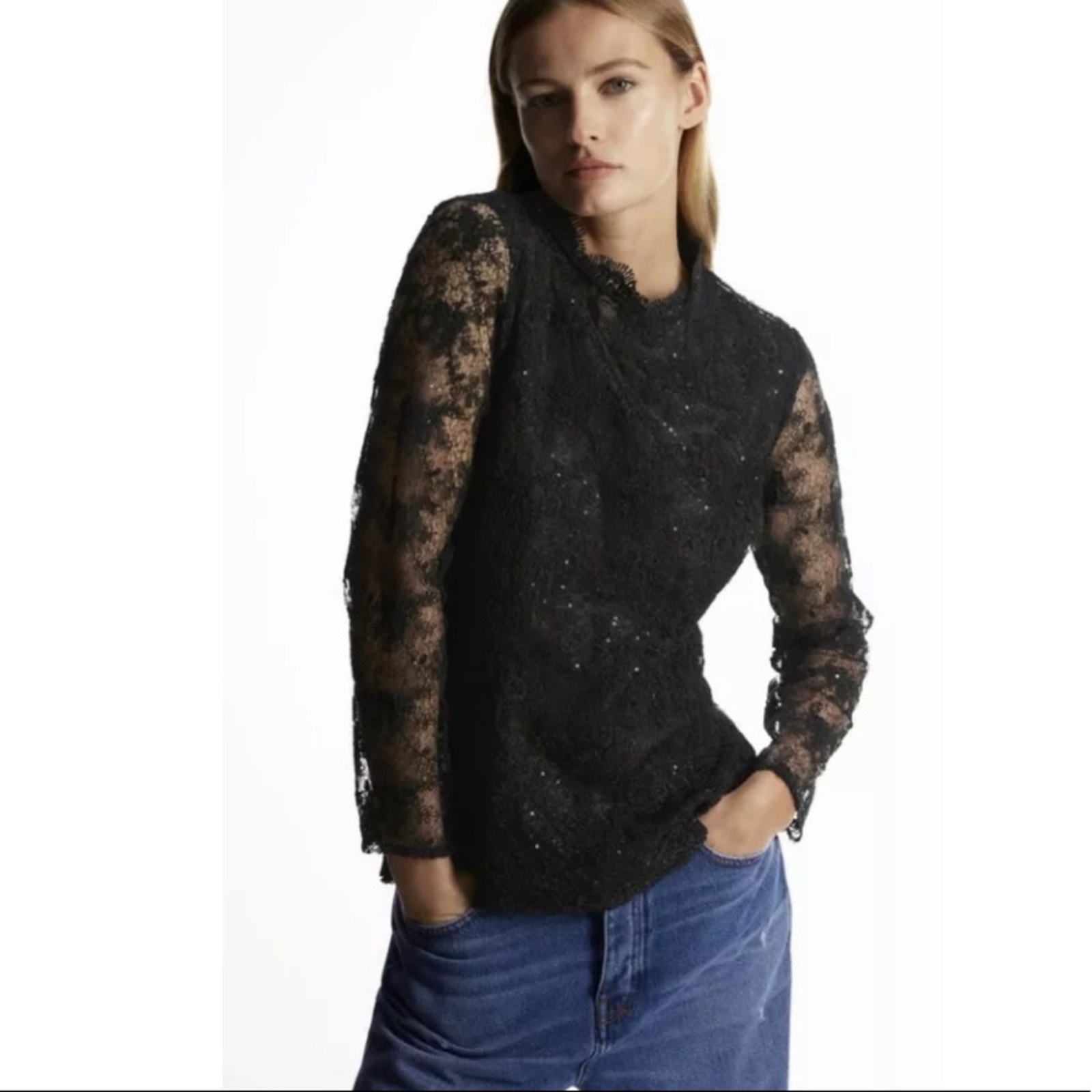 Zara Sequin Lace Top