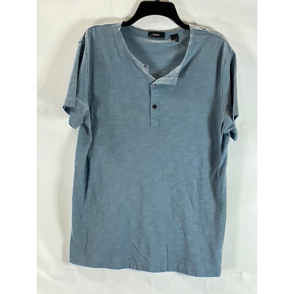 THEORY Men's Sky Blue Arlee Strato Short Sleeve Henley Shirt SZ L