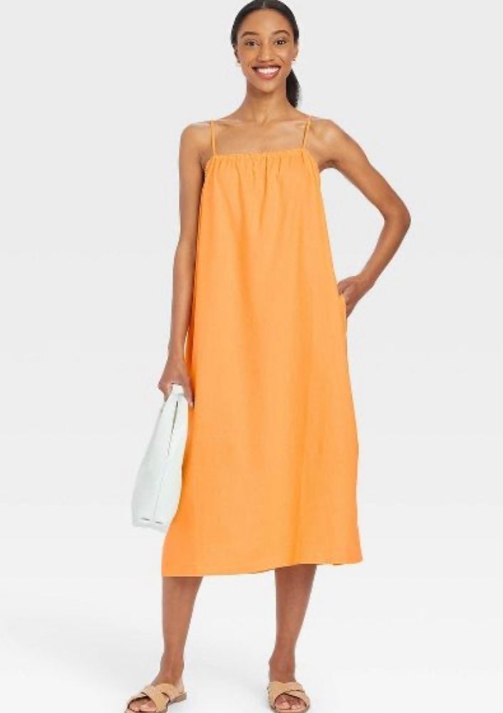 sale outlet NWT XS Orange Day New A Dress Tank Linen Easy Women's Women sale outlet NWT XS Orange Day New A Dress Tank Linen Easy Women's Women