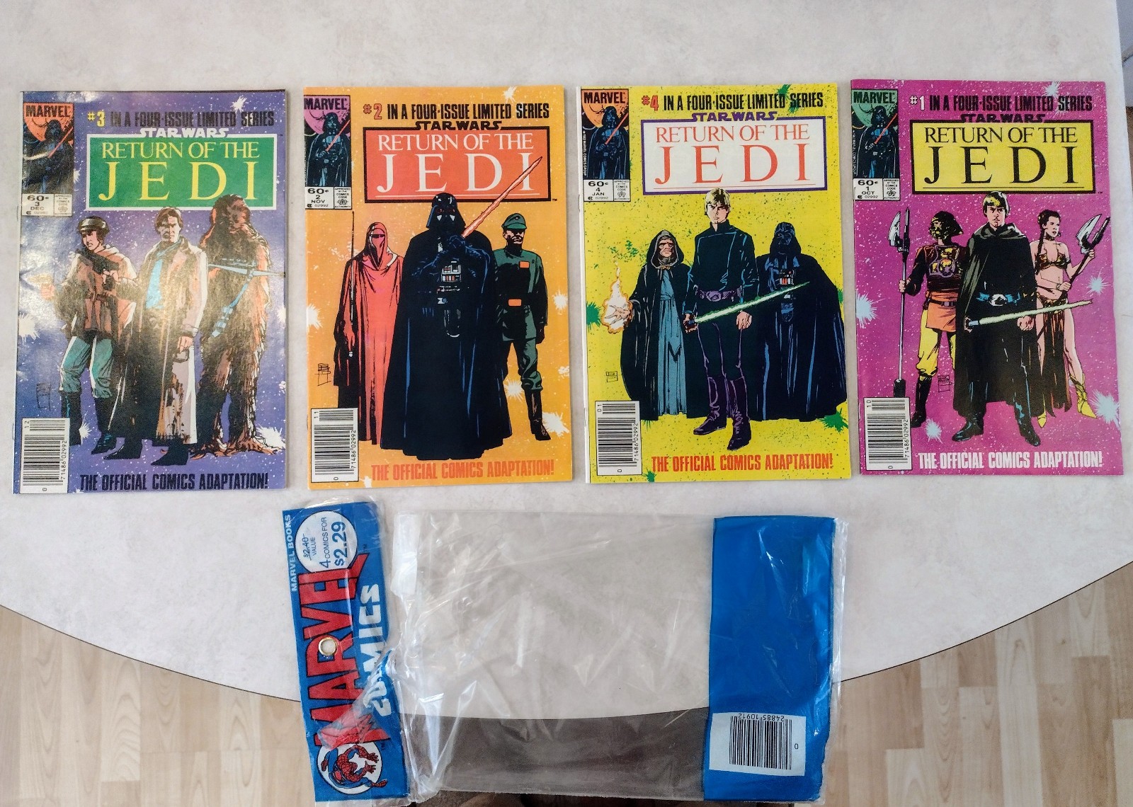 RETURN OF THE JEDI STAR-WARS BRONZE AGE COMICS IN ORIGINAL BAG. COMICS #1-4.