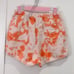 Clare V. Tie Dye Tangerine Orange Sweat Shorts With Eye Detail