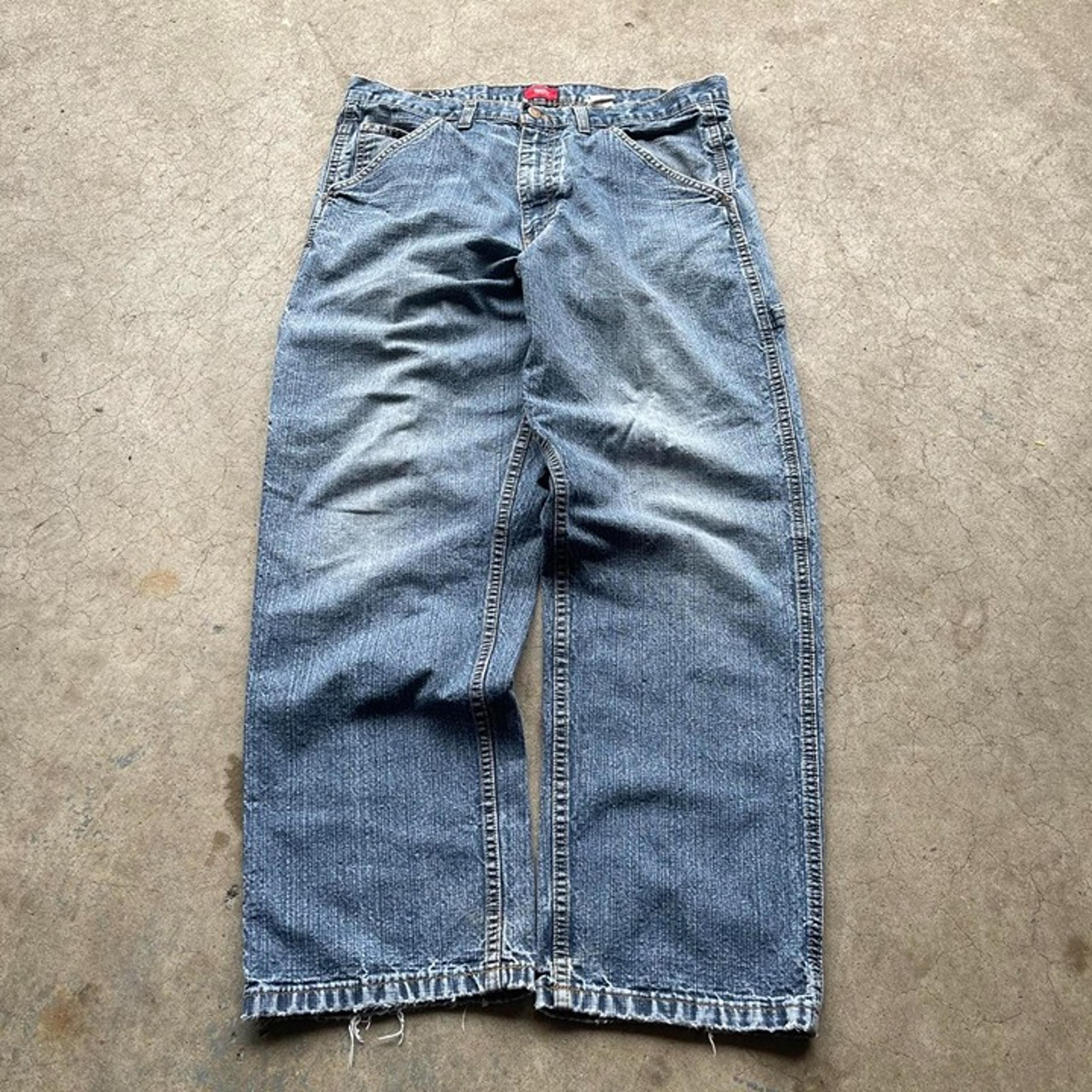 Y2K 2000s Baggy Denim Essentials Faded Wash Carpenter Style Jeans