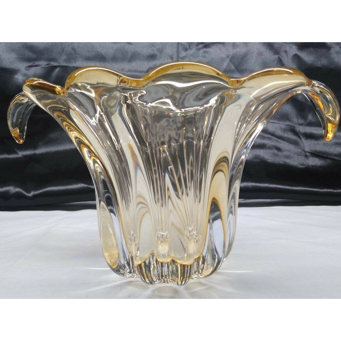 Amber/Yellow Teleflora's Fenton Art Glass Vase