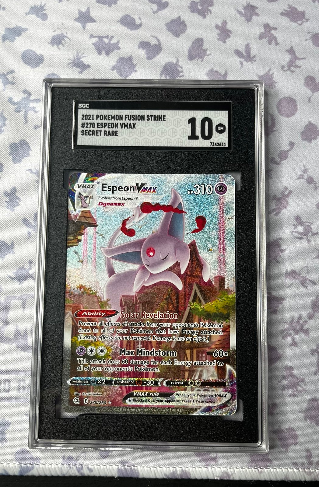 Pokemon Espeon VMAX Fusion Strike Secret Rare Alt Full Art #270 SGC 10 Gem Mint