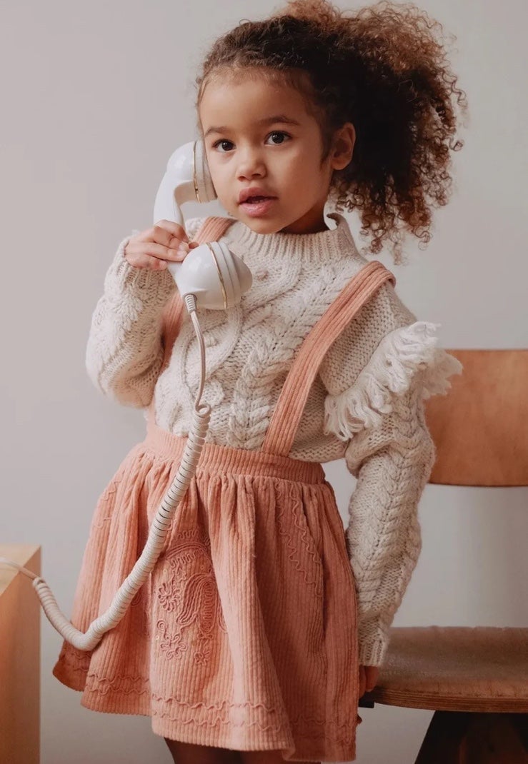 【NERDY】★ Lovely Letter Corduroy Mule Louise Misha girls soft velver corduroy overalls dress jumper