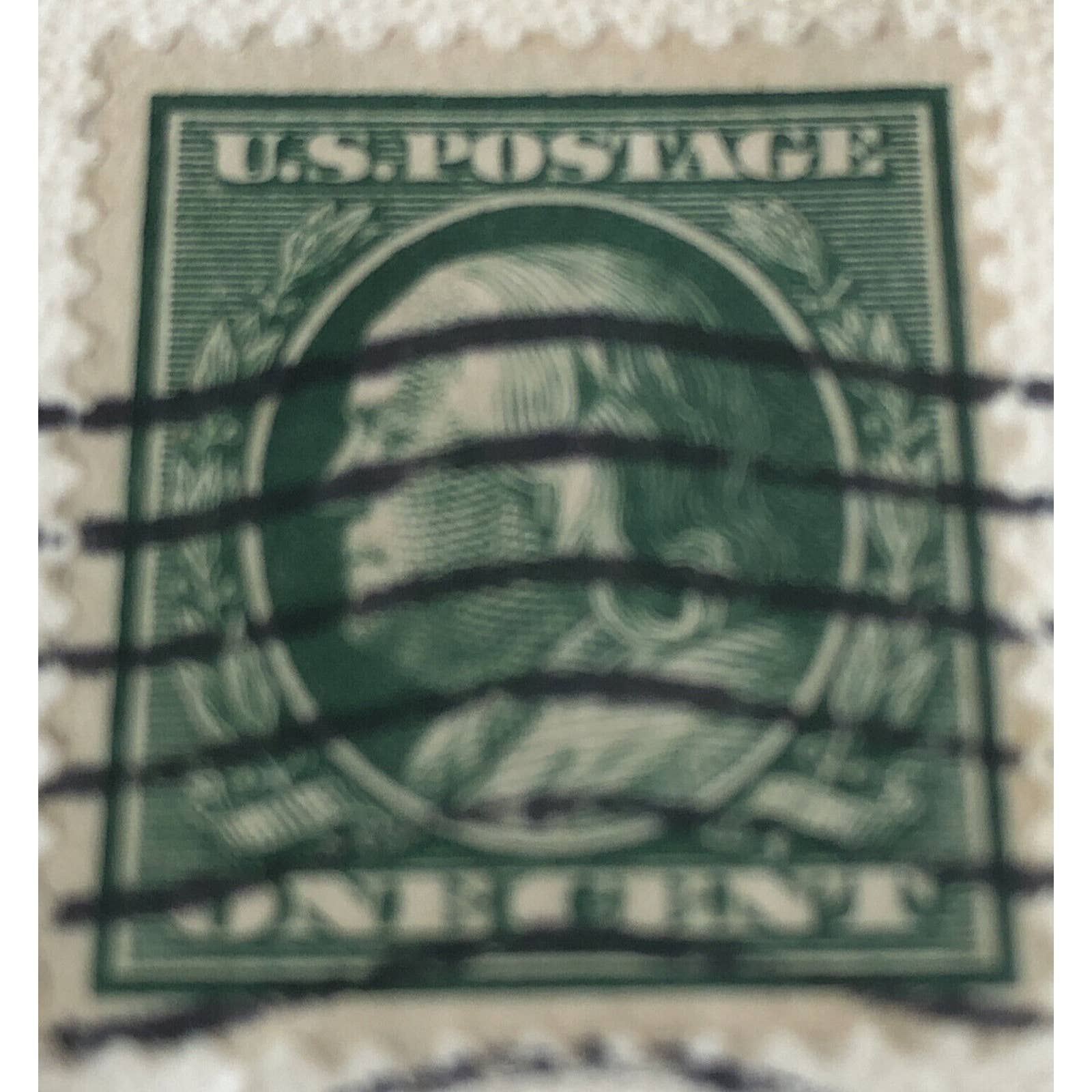 Benjamin Franklin Green One Cent Postage Stamp Very Rare Stamp 1910 Postcard