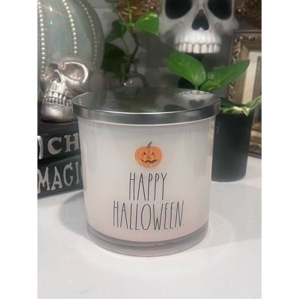 Happy Halloween Rae Dunn White Pumpkin Vanilla 24 Oz Season Witch Decor Candle
