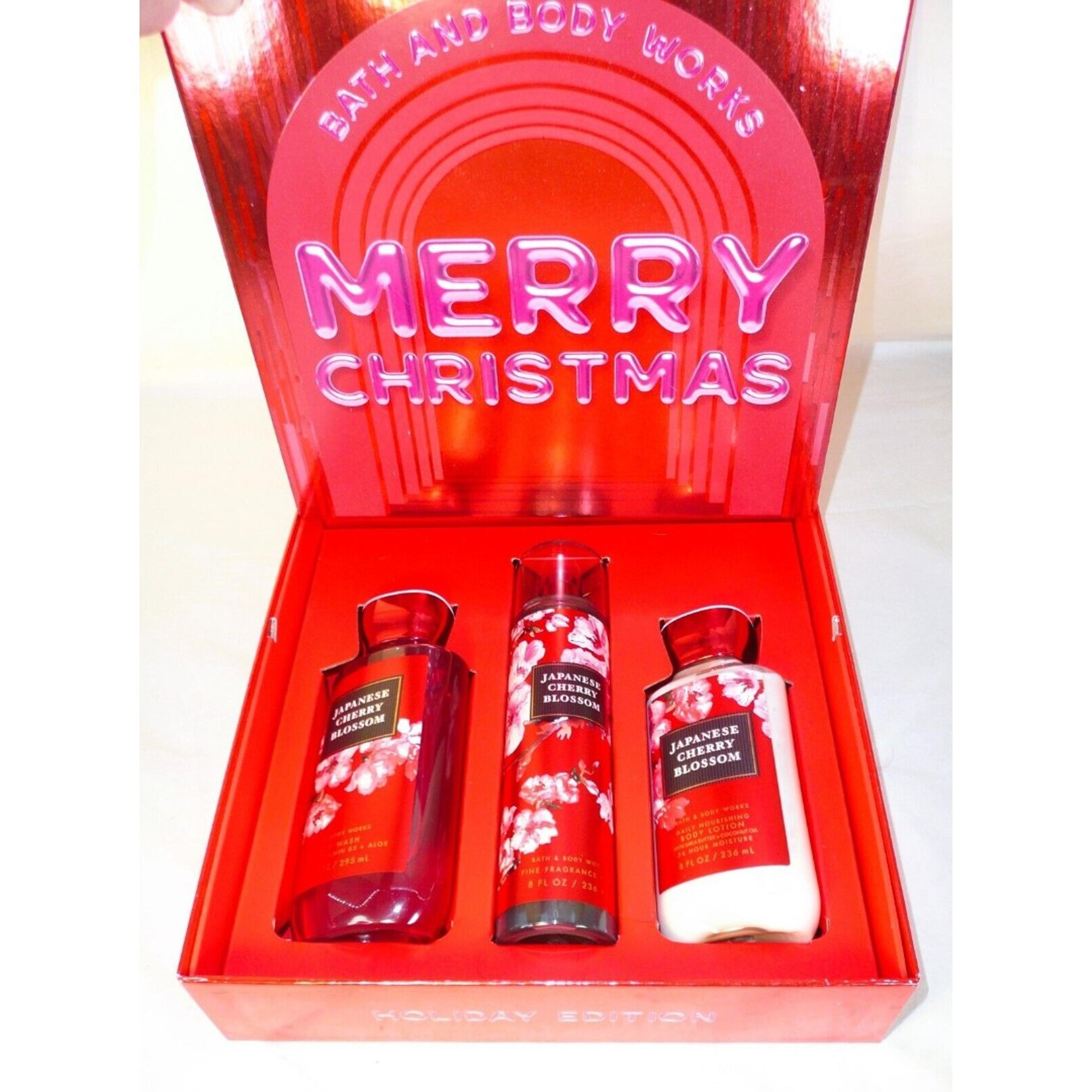 Bath and Body works Japanese Cherry Blossom gift set Christmas Box 3 piece