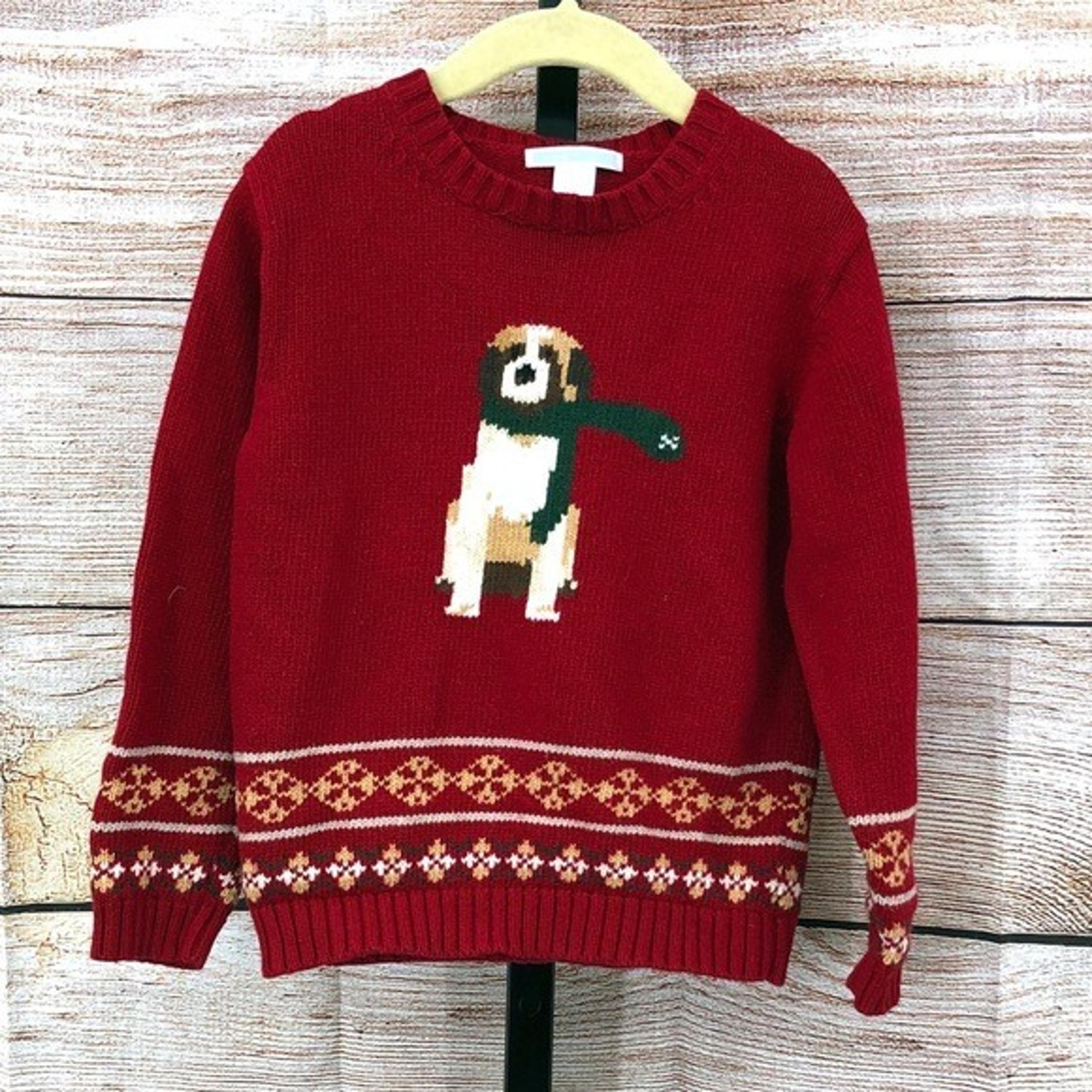 Janie and Jack Red Wool Blend Saint Bernard Dog Sweater Size 5T