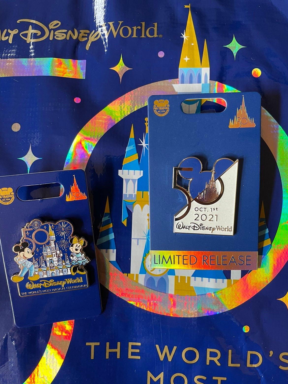 NWT Limited Release Disney World 50th Anniversary Day dated Pin & celebration pi