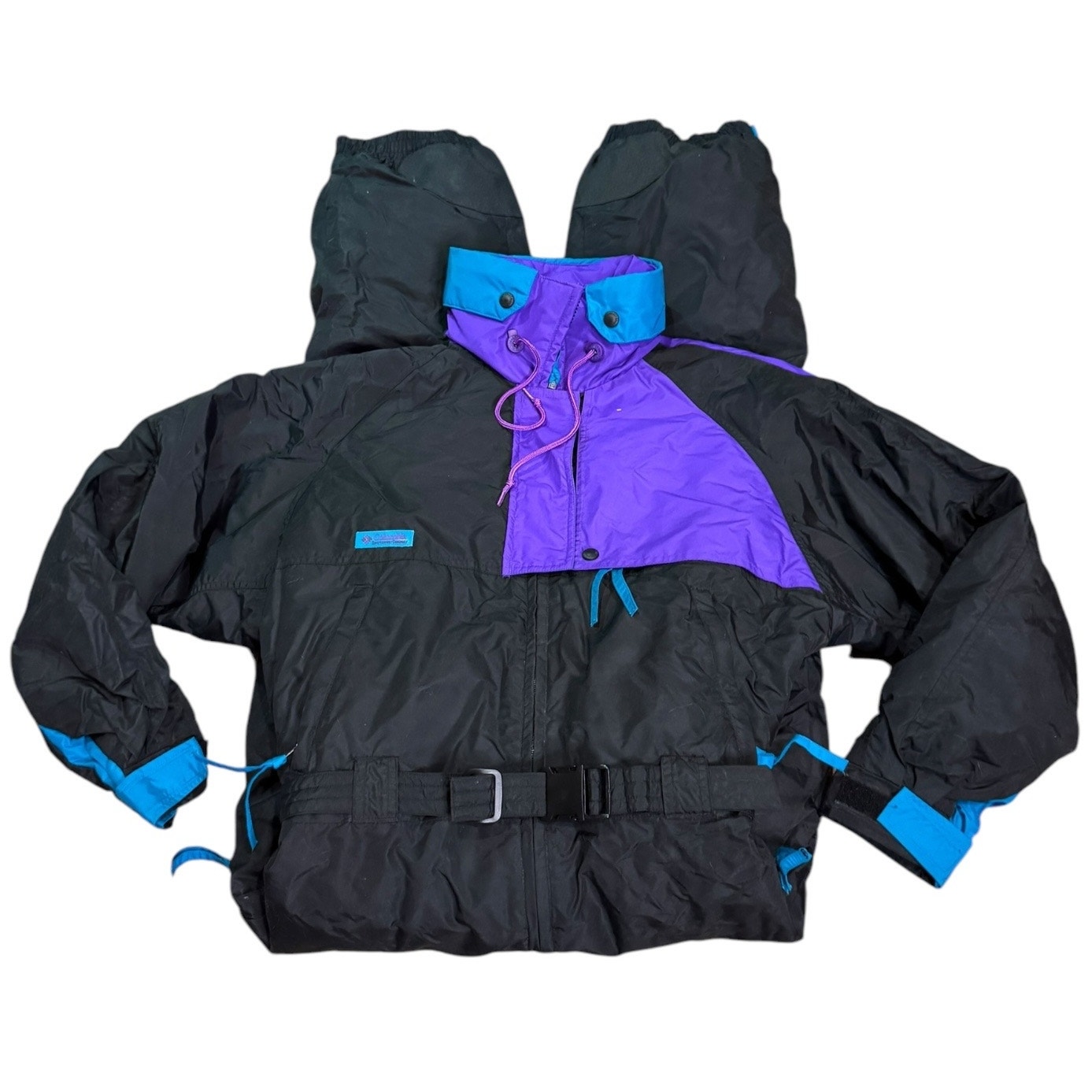 Vintage Y2K Columbia Snowsuit color block Black & purple size large