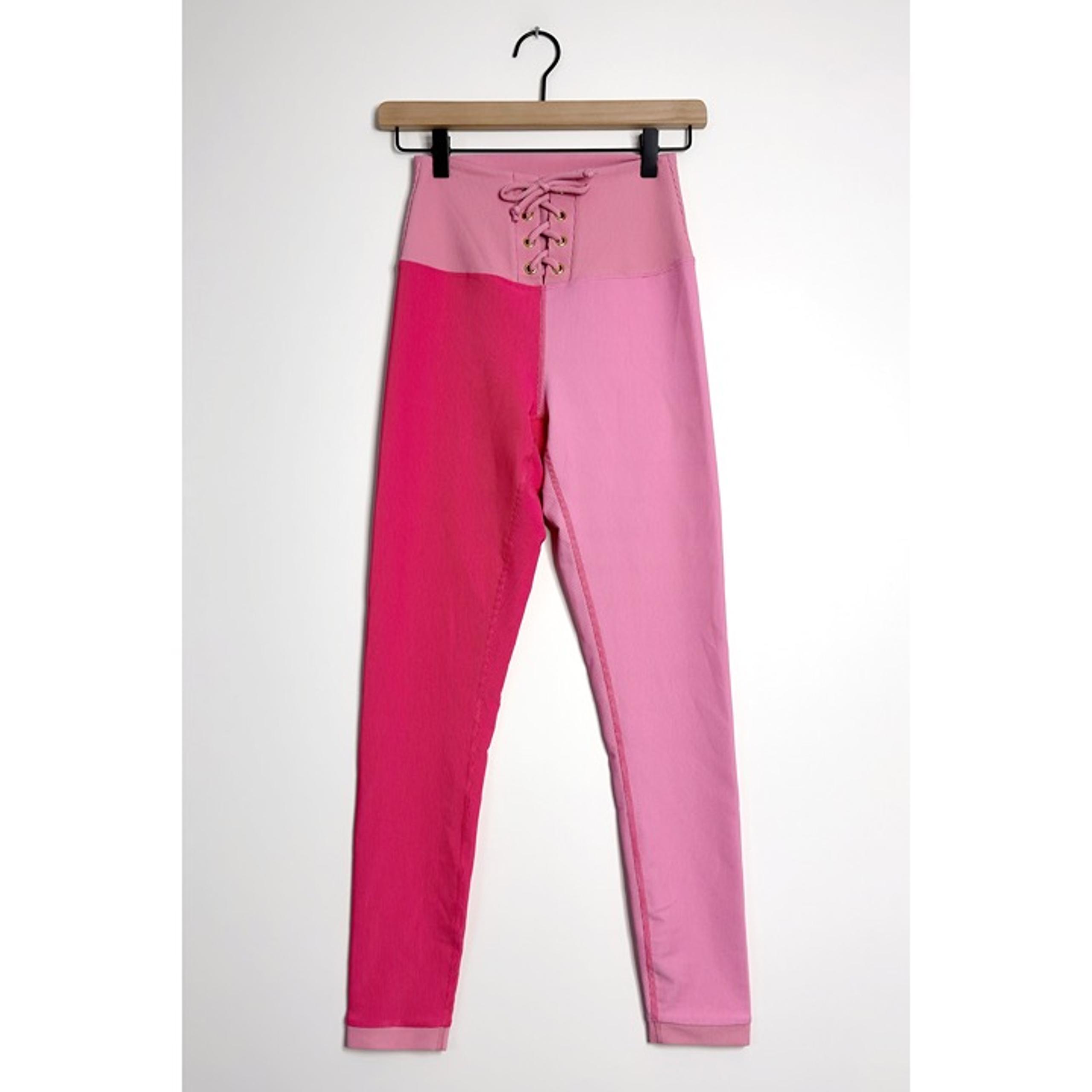 LOVESHACKFANCY x BEACH RIOT Riley Color Block Lace-Up Leggings Pink size Medium