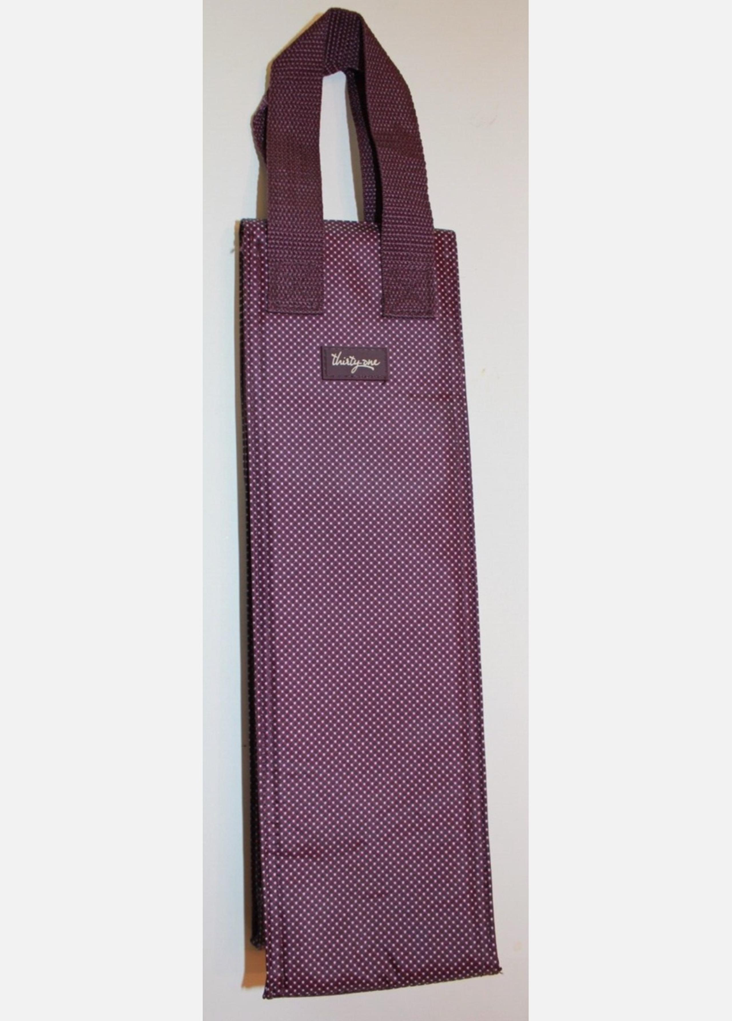 Thirty-One Perfect Bottle Thermal Wine Bag Cooler Plum/Purple Polka Dot NWOT