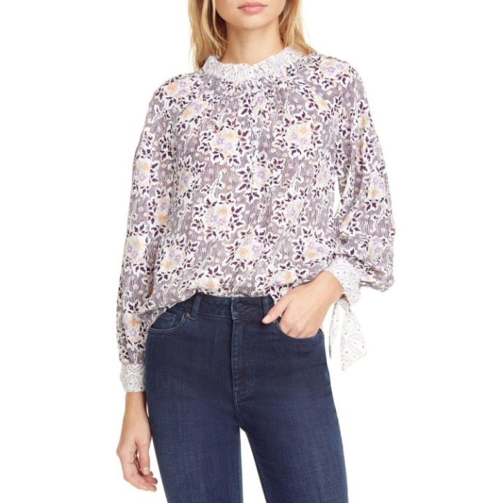 NEW Rebecca Taylor Belle Snow Comb Bouquet Top 2