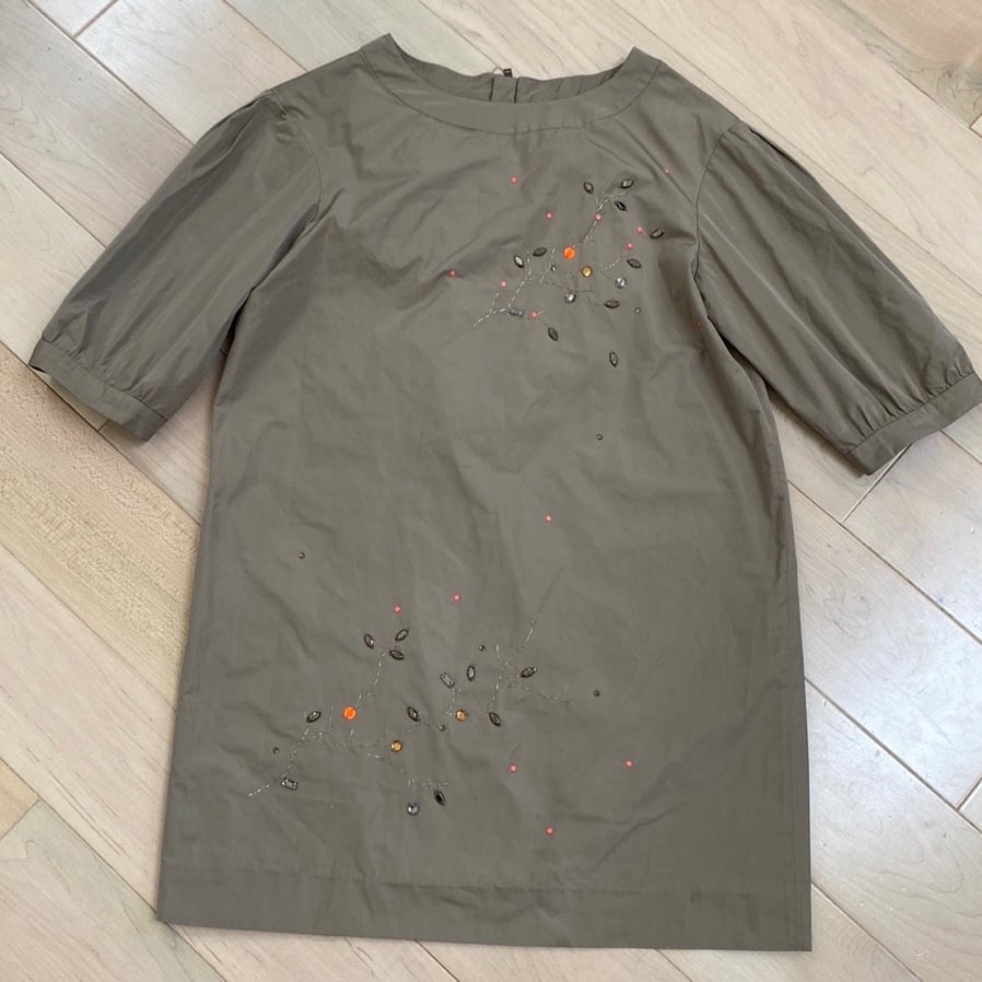 500 Bonpoint girls rhinestone embellished taupe dress