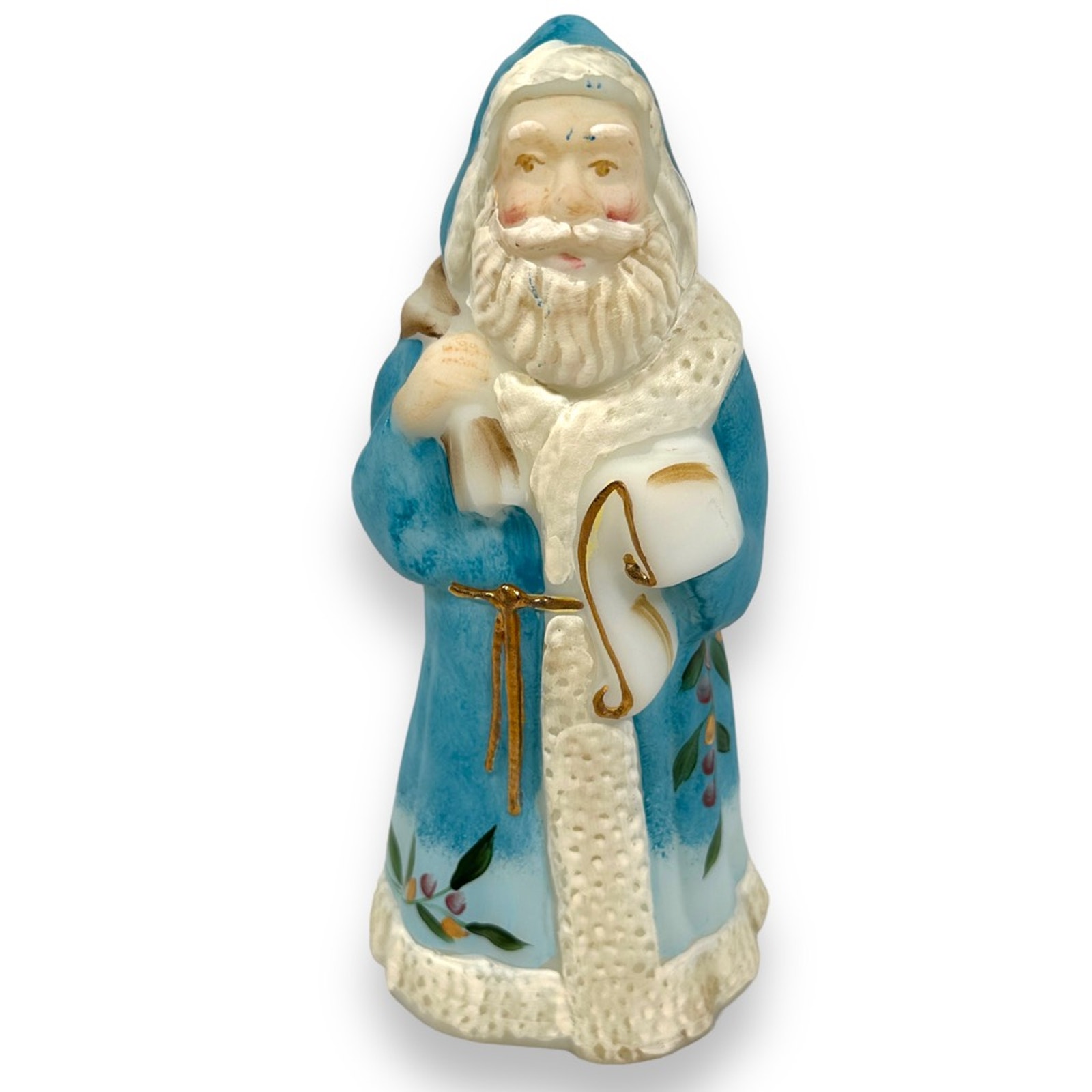 Vintage Fenton Santa Figurine Glass Limited 1000 Signed Amy Slack Blue Rare