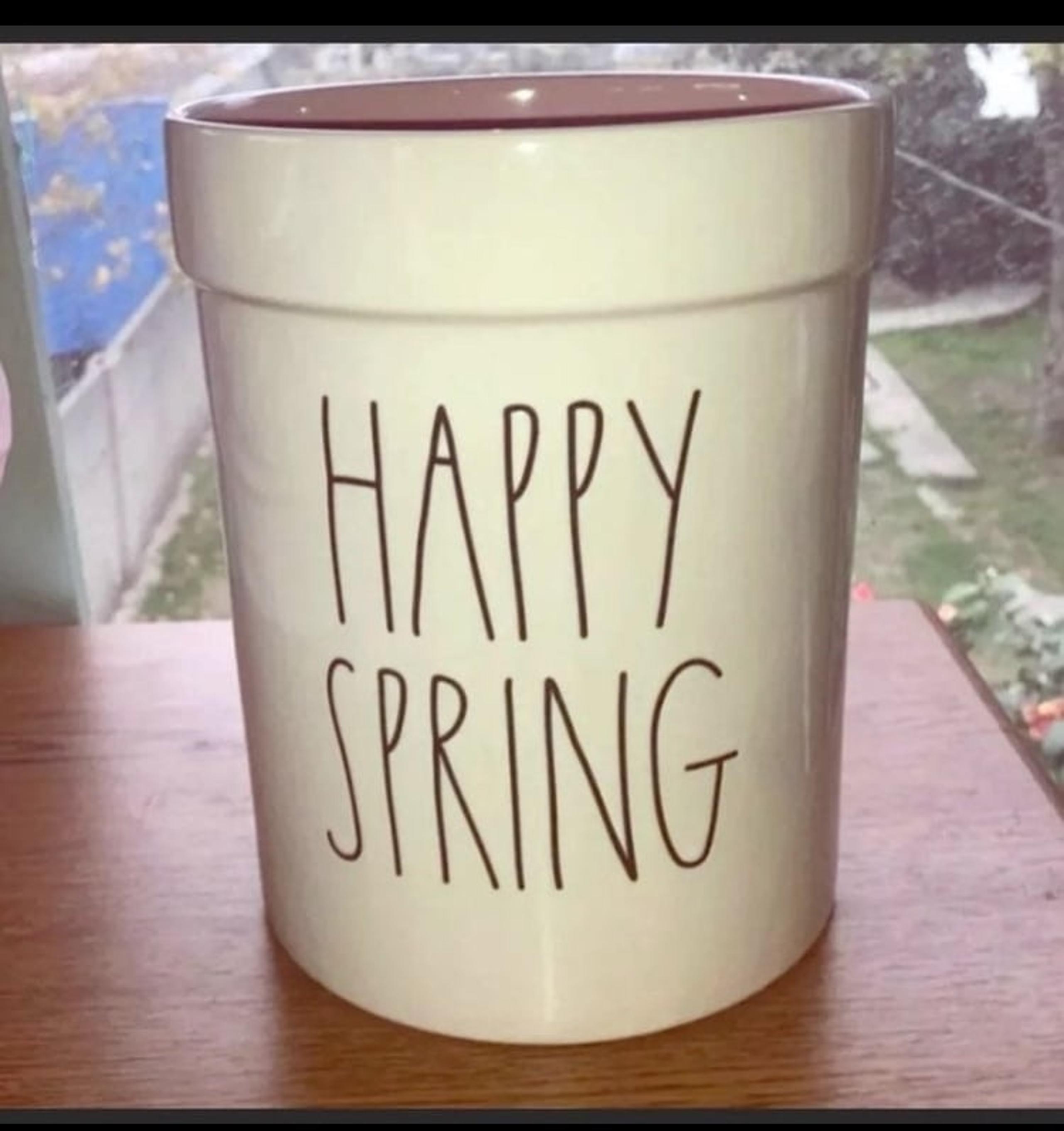 Crock HAPPY SPRING Pink inside - Rae Dunn