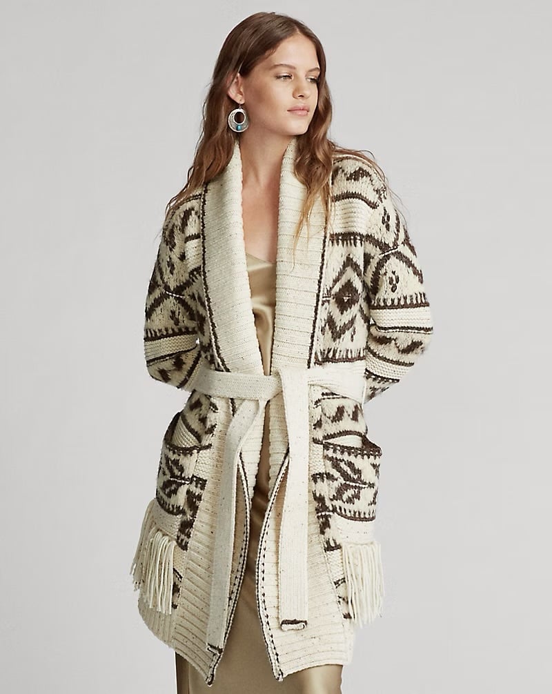 Polo Ralph Lauren Fringe-Trim Shawl Cardigan Size XS