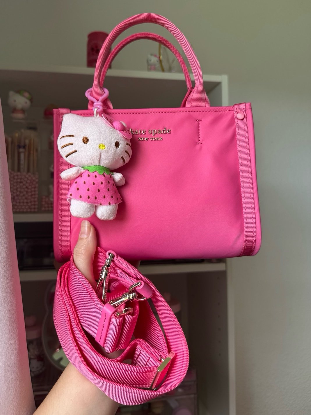 Kate Spade Mini Tote + Hello Kitty Plushie Clip