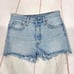 Levi’s 501 High Rise Light Wash Distressed Button Fly Cutoff Jean Shorts